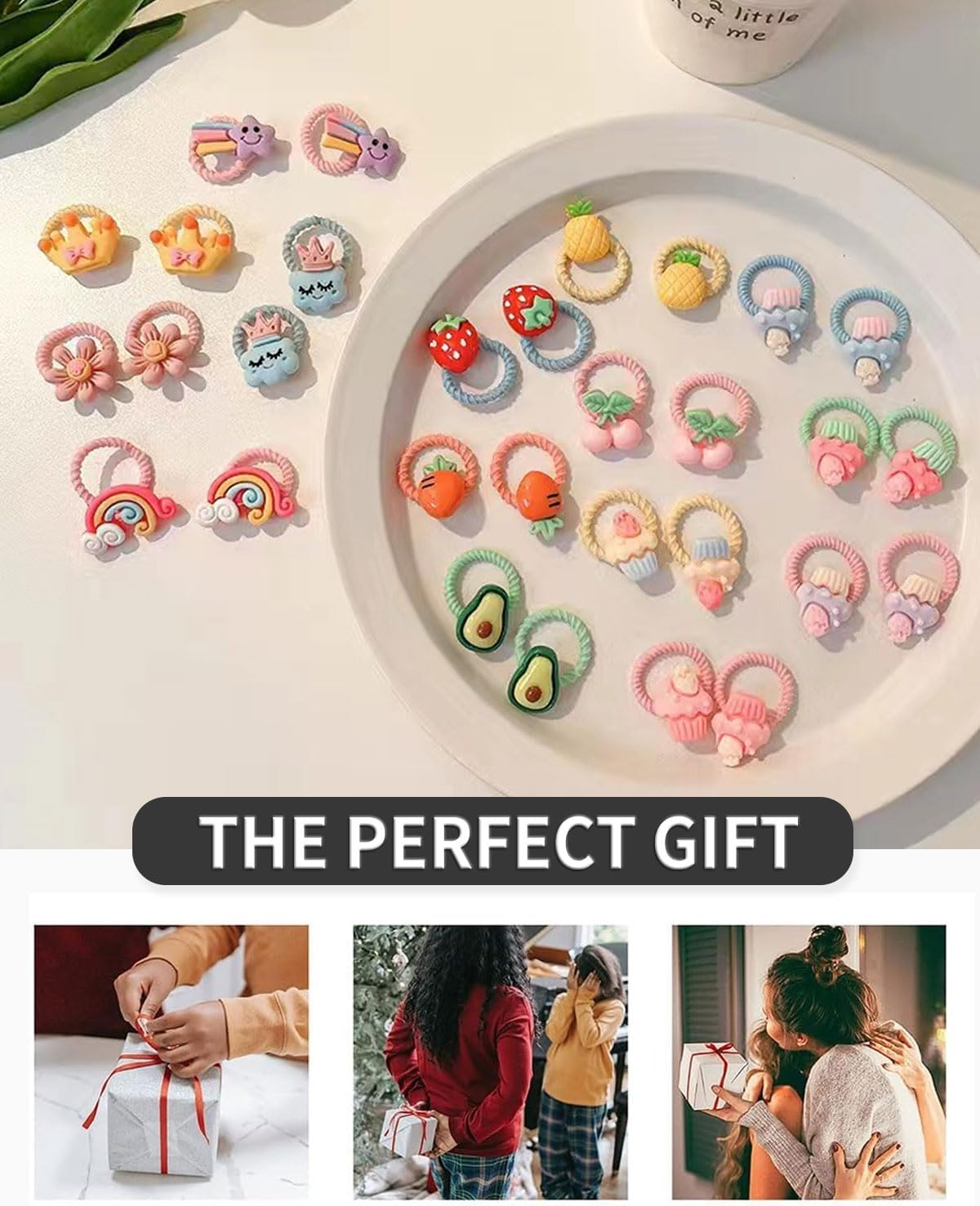 TPZORJX Pack of 30 Cute Little Hair Bobbles for Baby, Little Girls with Thin and Medium Thick Hair, Ponytail Holder Hair Accessories, Elastic Children'S Hair Bobbles with Fruits, Flowers and Bows image number 4
