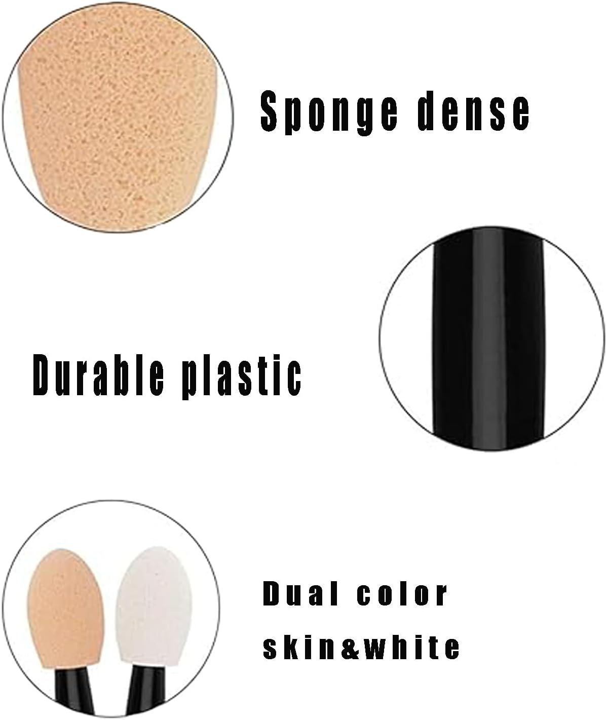 60 Disposable Eyeshadow Brush, 2.44 in Black Eyeshadow Applicators Makeup Brushes, Dual Sides Eye Shadow Applicator Sticks image number 3