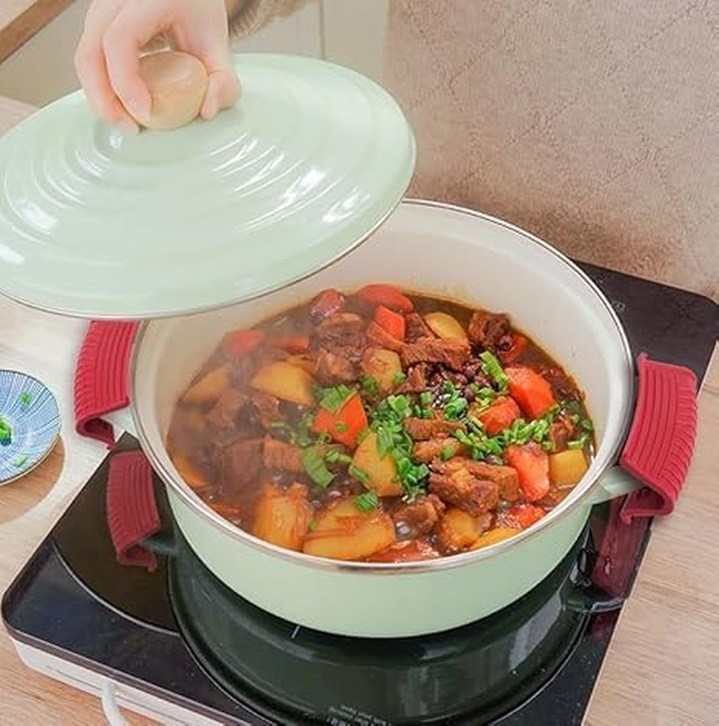 4 Pieces Silicone Hot Tool Holder Heat Resistant Potholder Cookware Handle Non Slip Rubber Pot Holders Handles Grip Covers for Cast Iron Skillet Silicone Cooking Kitchen Suits (Green, One Size) image number 1