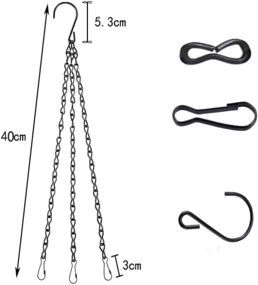 4 Pack Black Hanging Baskets Chains, Long Plant Hangers for Flower Pots, 3 Point Replacement Chain Hangers for Baskets, Bird Feeders, Planters