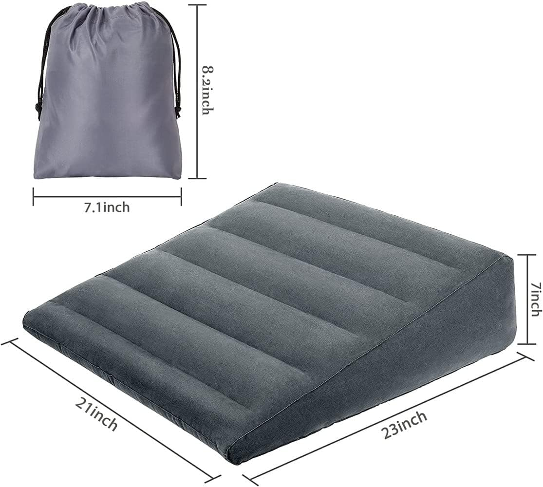 Inflatable Wedge Pillow, Portable Travel Wedge Pillow for Sleeping, Traveling, Reading, Triangle Bed Wedge Pillow, Back, Knee and Leg Support for Side and Stomach Sleepers Acid Reflux, anti Snoring