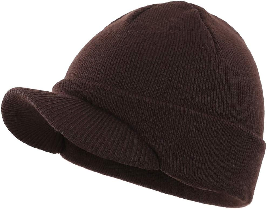 Magracy Unisex Men'S Warm Visor Beanie Outdoor Double Knit Hat with Peak Winter Hat