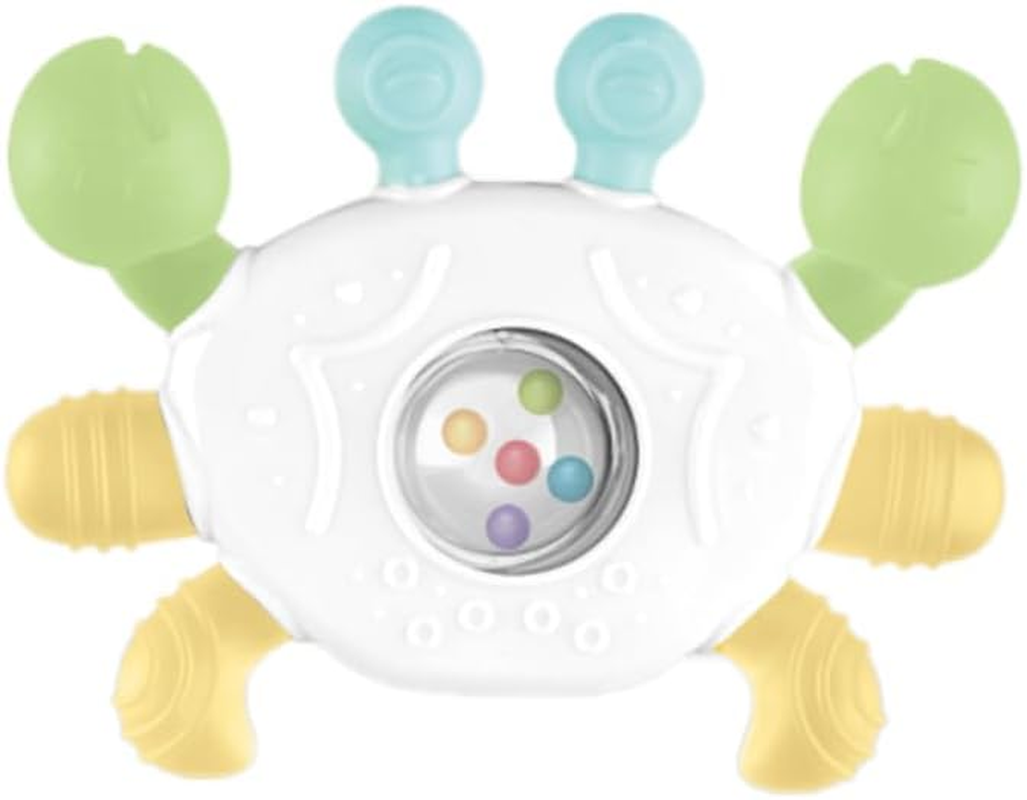 Itreatu Crab Baby Teether Toy, Soft Baby Teething Toys with Rattle, Easy-Grip Dummy Teether for 3-12 Months, Soothing Infant Toy for Teething Pain Relief (Blue)