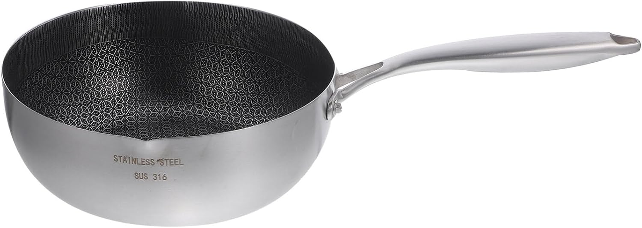 Kichvoe Wok Pan Stainless Steel Wok 18CM Honeycomb Skillet Induction Cooking Fry, Stir-Fry Pans Flat Bottom Wok Gas Stove Cooking Pot for Kitchen Restaurant Home