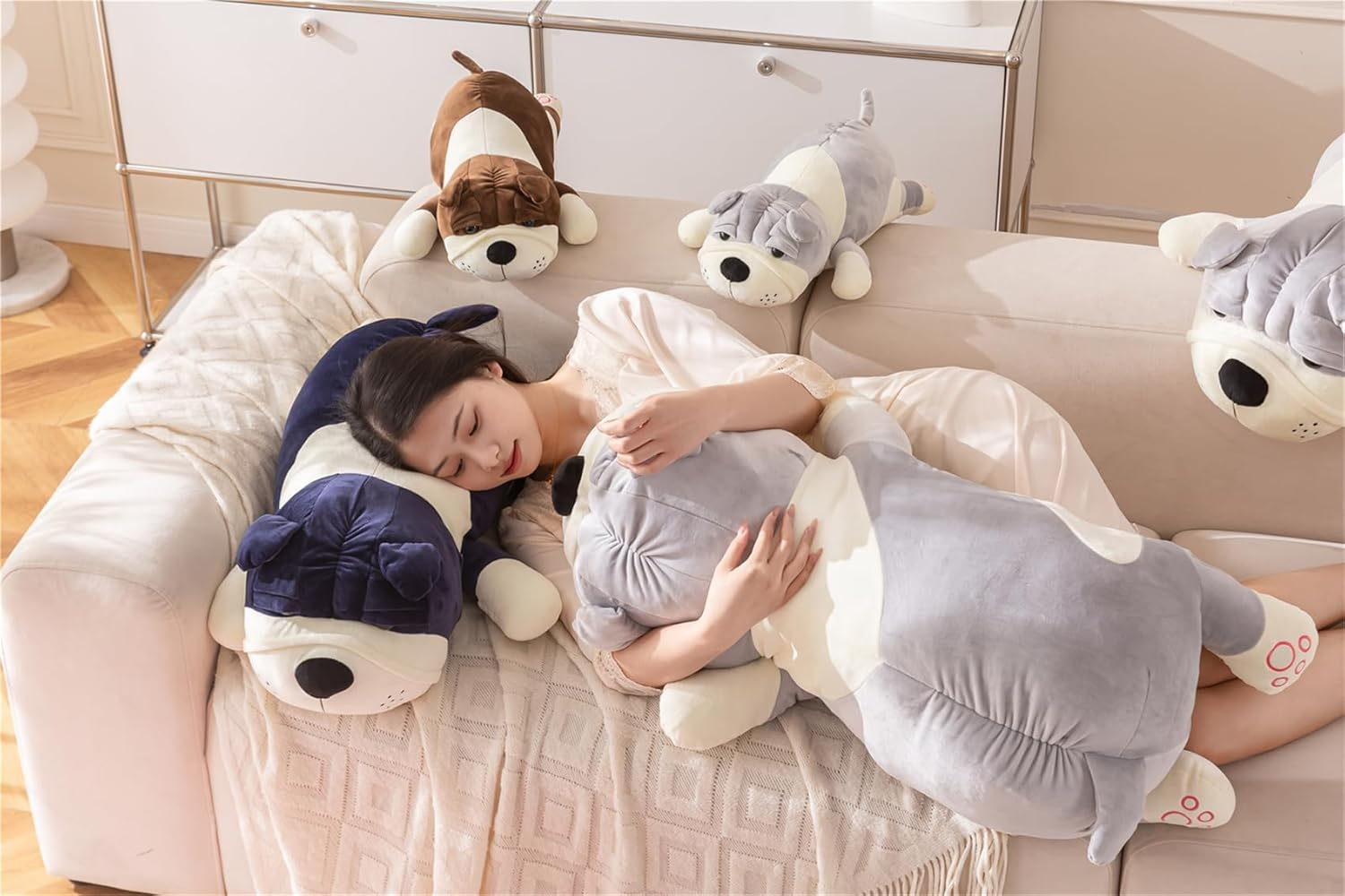 Rniuc French Bulldog Plush Toy Stuffed Animal Pillow Plush-Animal-Pillow 17.7In/45Cm Yellow image number 3