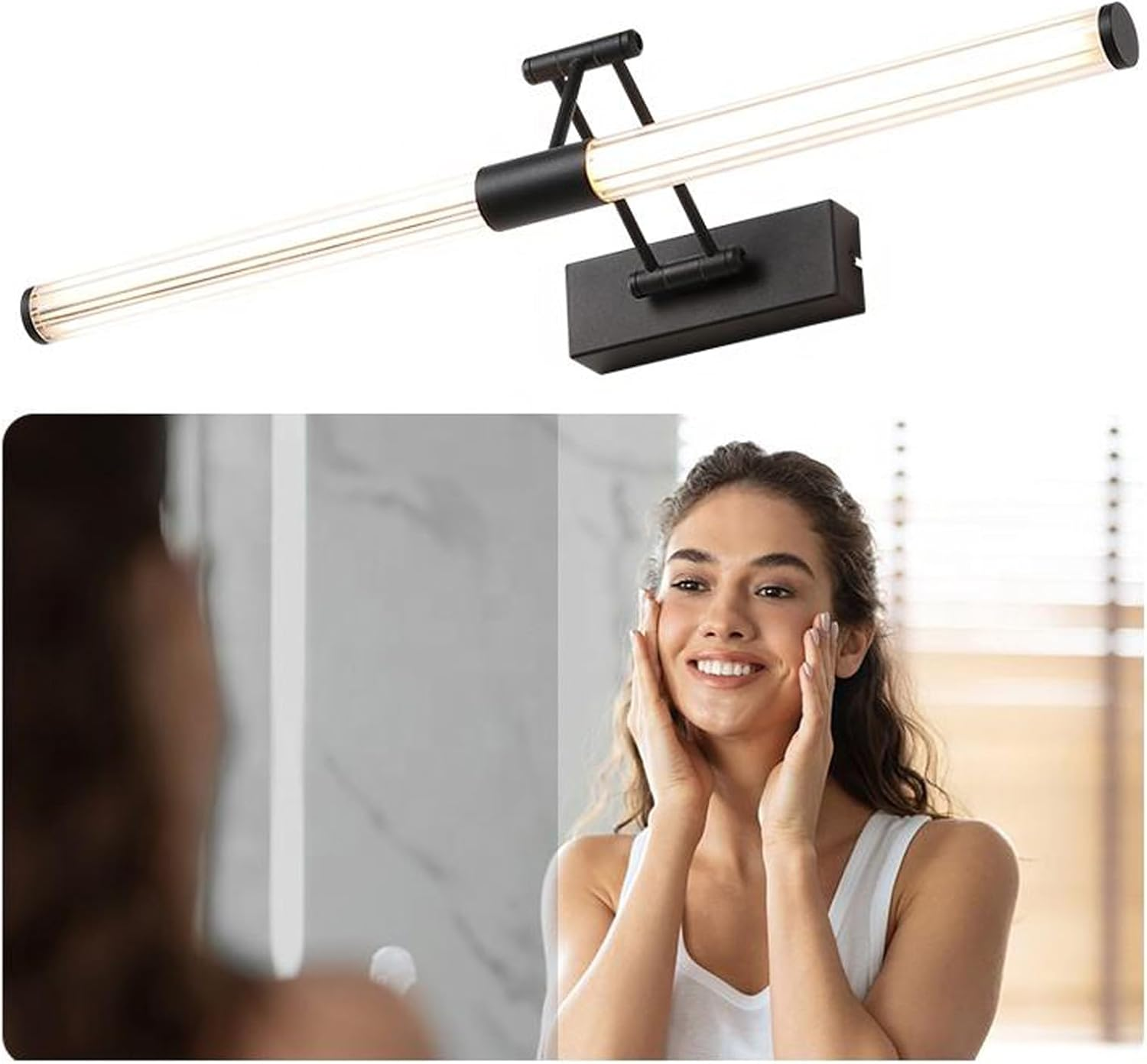 LED Bathroom Wall Light Mirror Lights Waterproof 350&deg; Rotate 180&deg; Adjustable Aluminum Wall Lamp above Mirror Wall Sconce Foldable for Hotel Restaurant Bedroom Natural Light (White,78Cm) XXZ image number 3