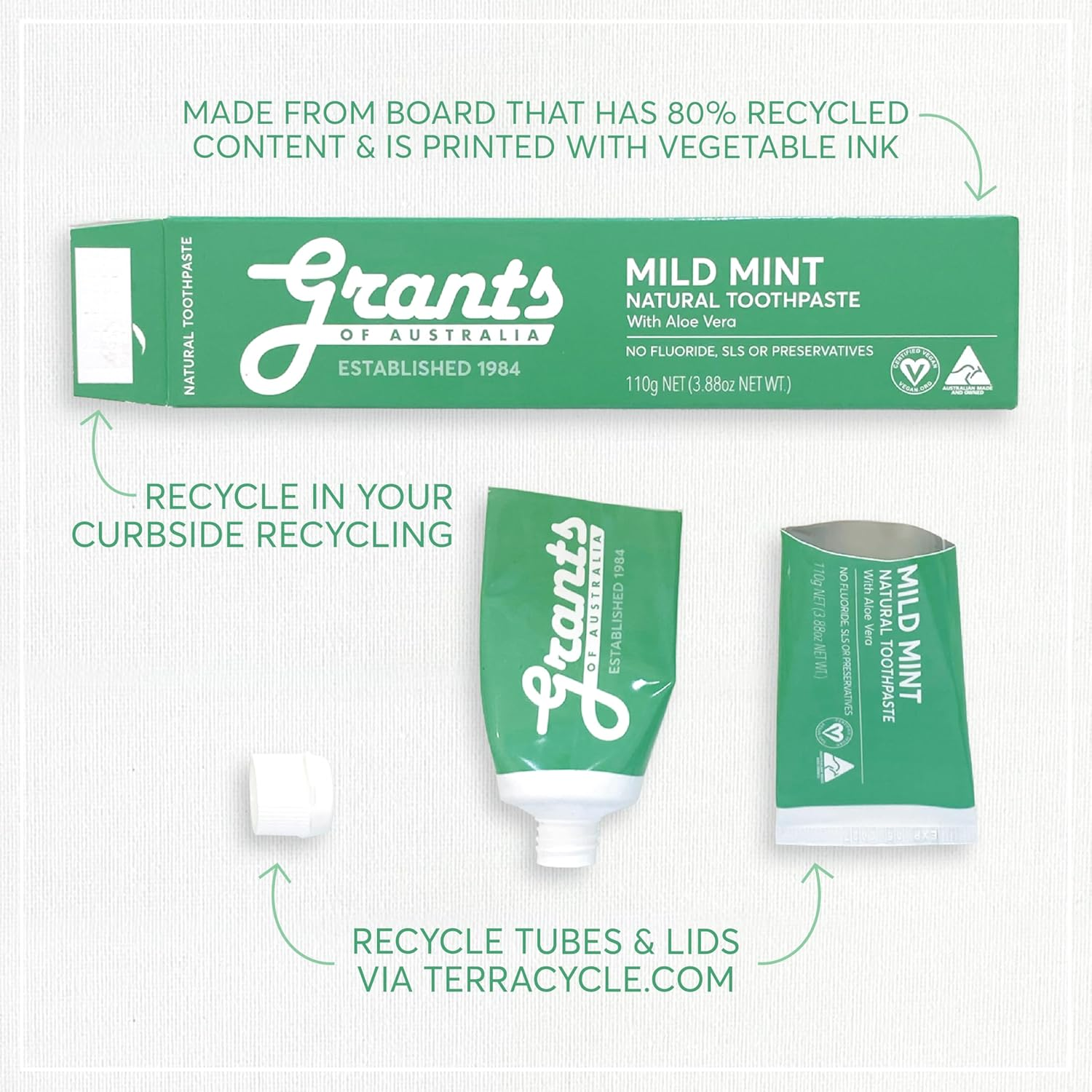 Grants Mild Mint Toothpaste, 110 G image number 2