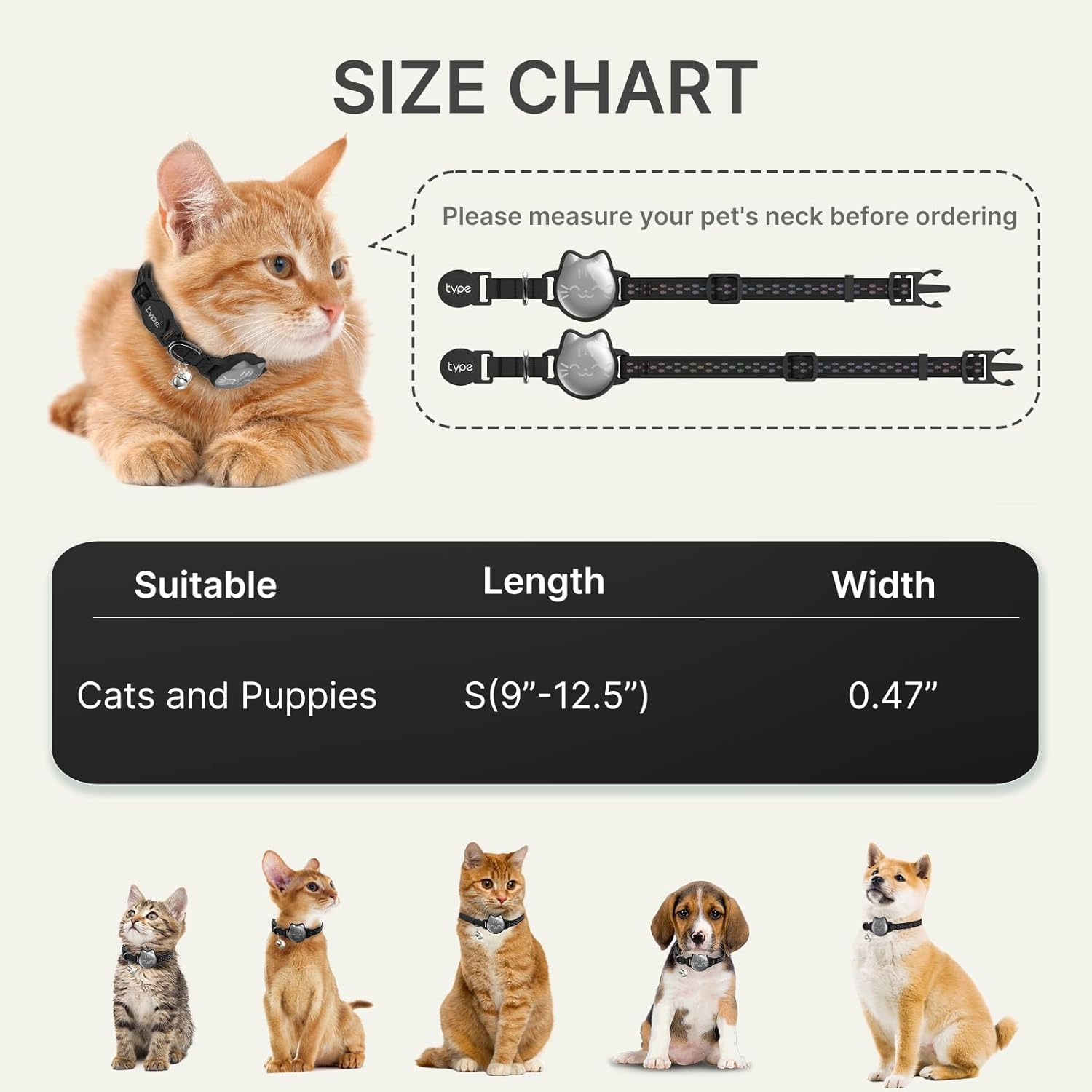 Waterproof Airtag Cat Collar, Breakaway Cat Airtag Collar with Luminous & Reflective Fish Pattern, Lightweight Kitten Collars for Apple Air Tag, Hidden GPS Tracker Holder for Cats, Kittens(9-13") image number 7