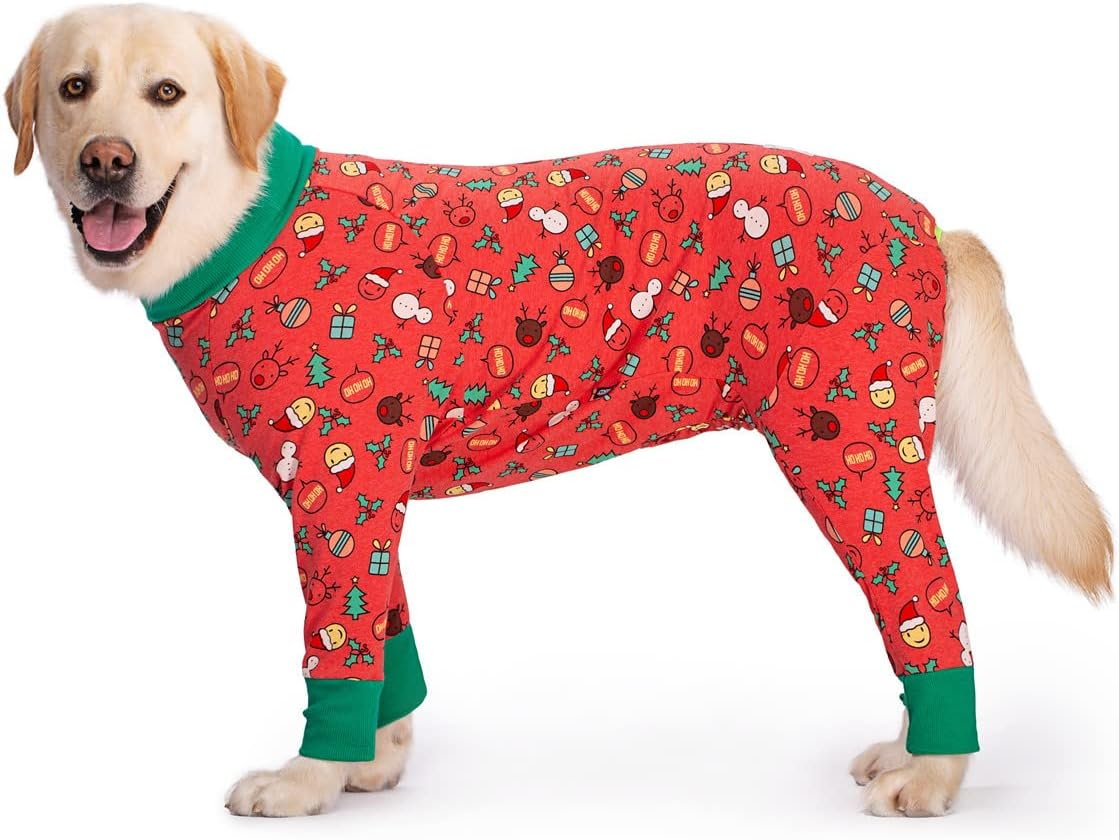 BT Bear Pet Onesie for Large Dogs, Protect Joints Pet Pyjamas, PJS Dog Jumpsuit for Medium Large Dogs (5XL, Red Christmas) image number 6