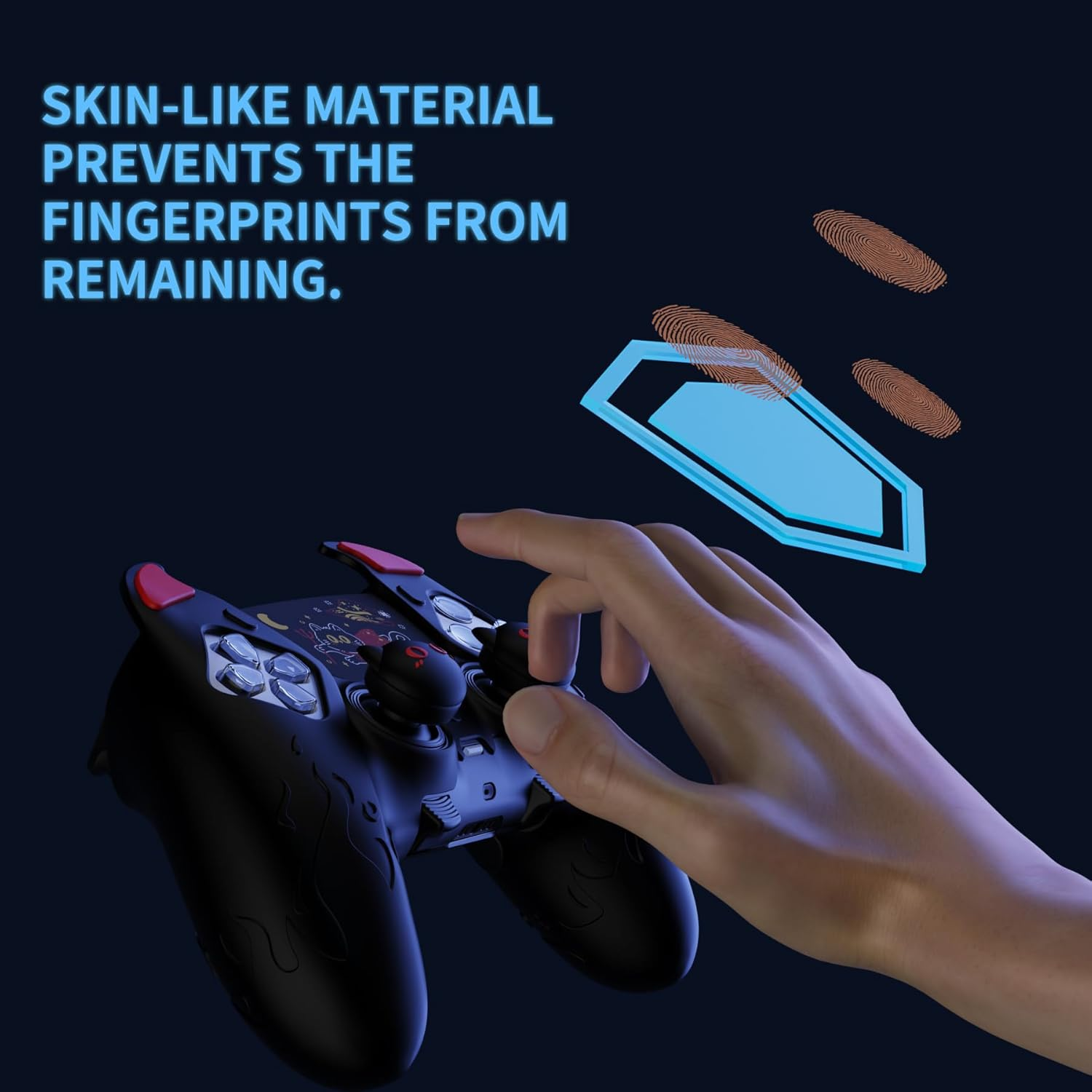 Playvital Cute Demon Silicone Case for Ps5 Edge Controller, Kawaii Controller Cover Skin Gamepad Protector for Ps5 Edge Accessories with Touch Pad Sticker & Thumb Grip Caps - Black