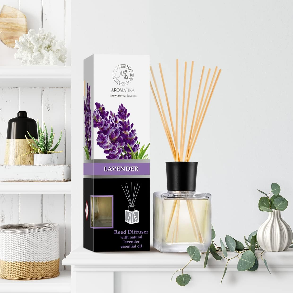 Reed Diffuser Lavender 200Ml - Room Diffuser with Lavender Essential Oil - Diffuser with Rattan Sticks - Fragrance Oil Reed Diffuser - Room Freshener - Scented Diffusers - Home Fragrance image number 3