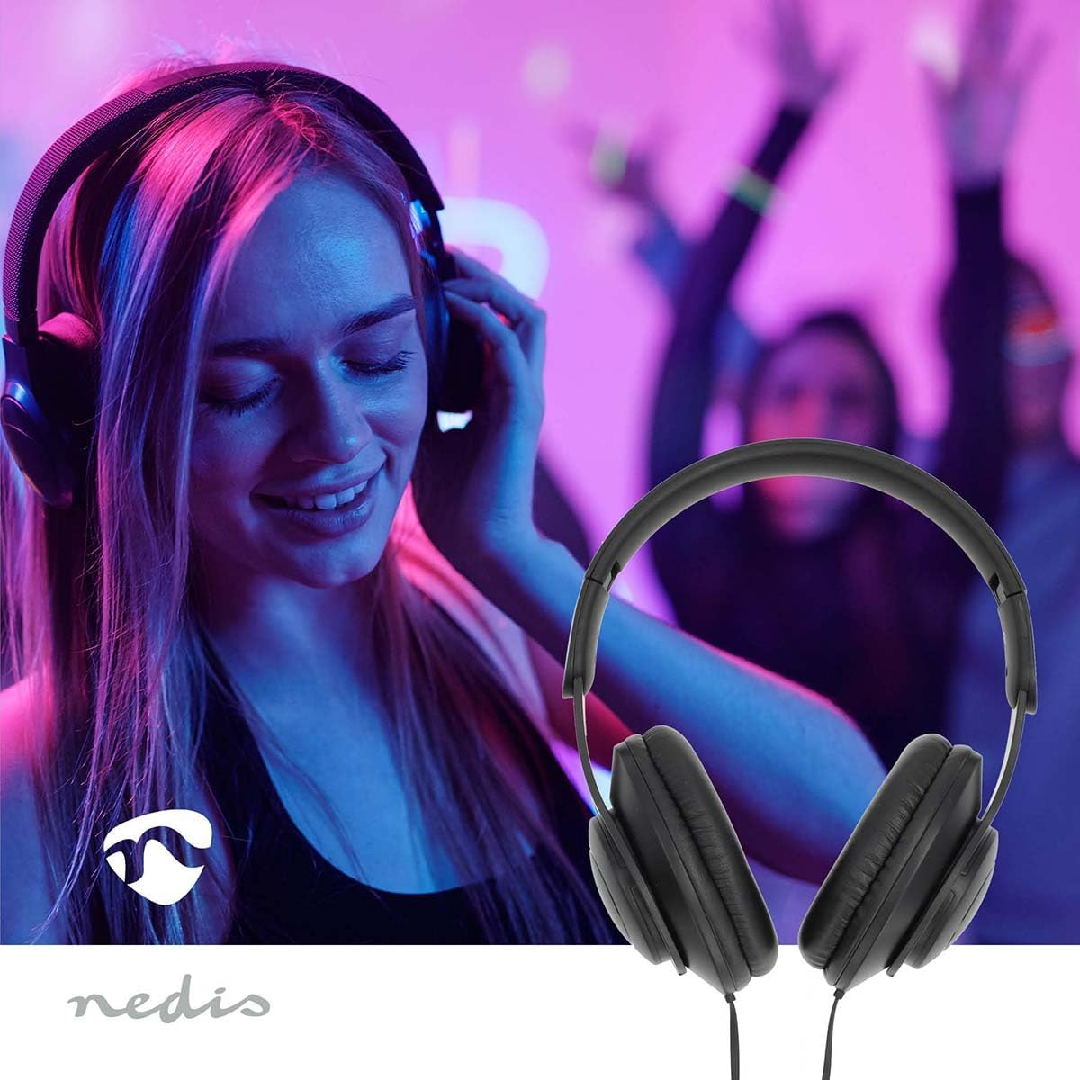 Nedis Wired Over-Ear Headphones - Cable Length: 1.20 M - Volume Control - Black image number 1