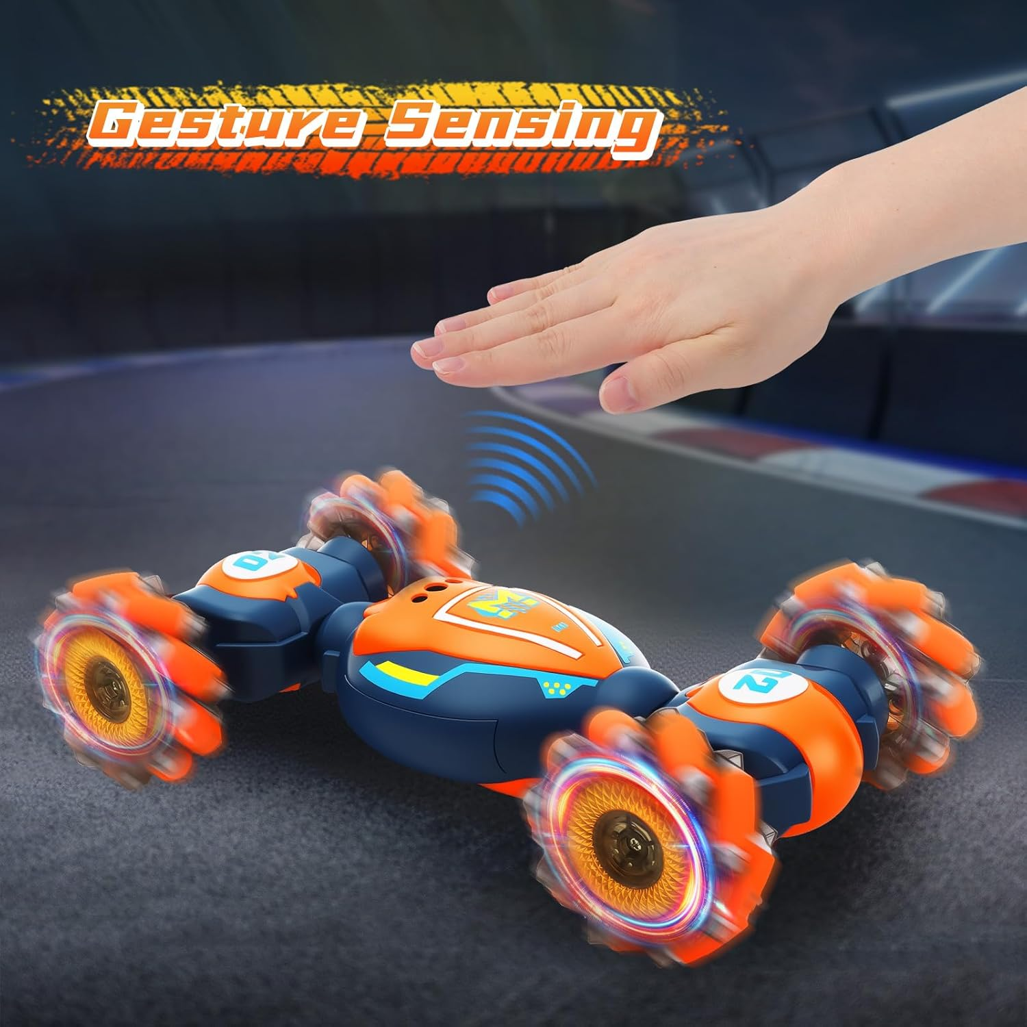 Gesture Sensing RC Stunt Car - 4WD Remote Control Toy Car for Boys, Cool Hand Controlled Twist Car with Lights & Music, Boys Toys Age 6-12, Best Birthday Gifts for 7 9 10 12 Year Old, Toys for Kids image number 1