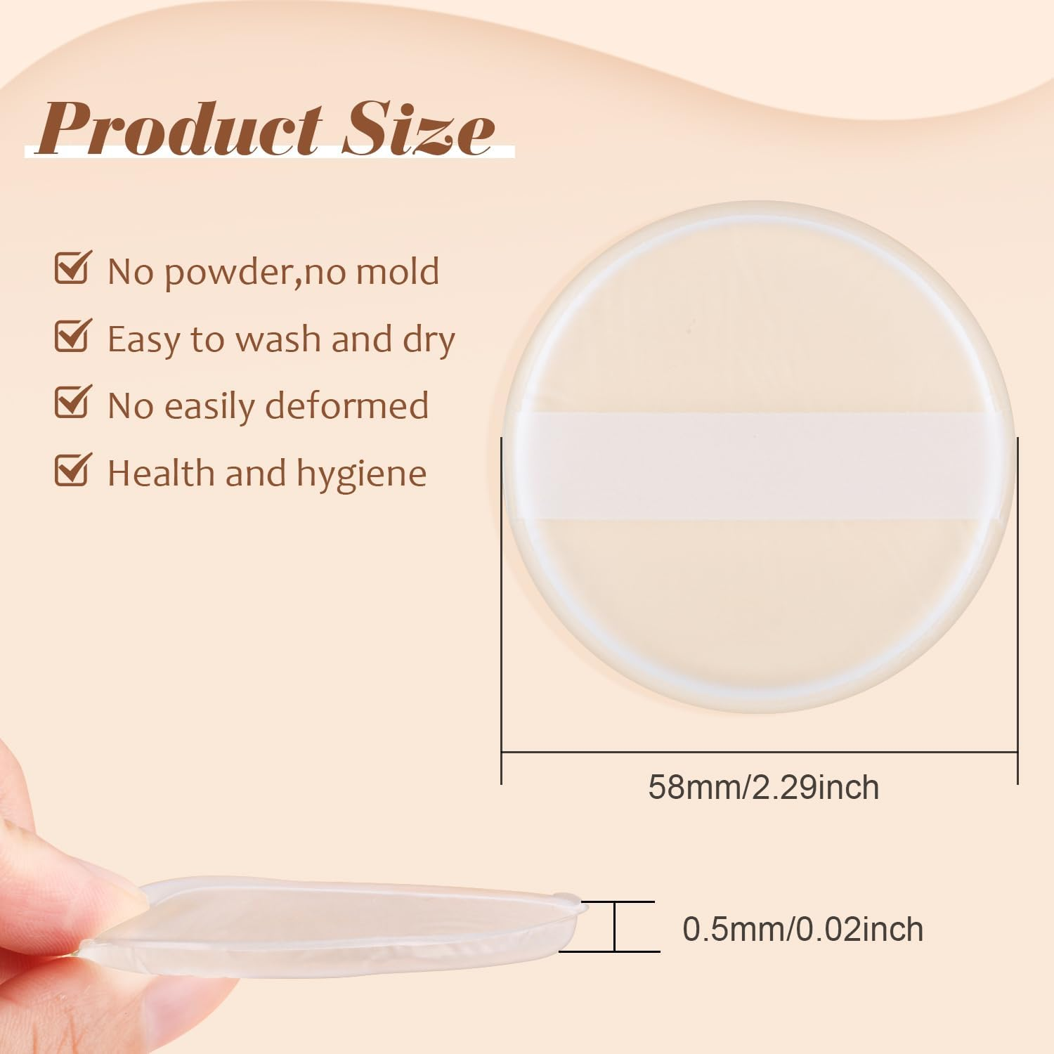 BOSMIOW 8Pcs Clear round Silicone Powder Puffs,Washable Makeup Puff with Silk Handle,Cosmetic Applicator for Liquid Foundation,Cream,Concealer,Blush,Cosmetic Beauty Tools Blender image number 5