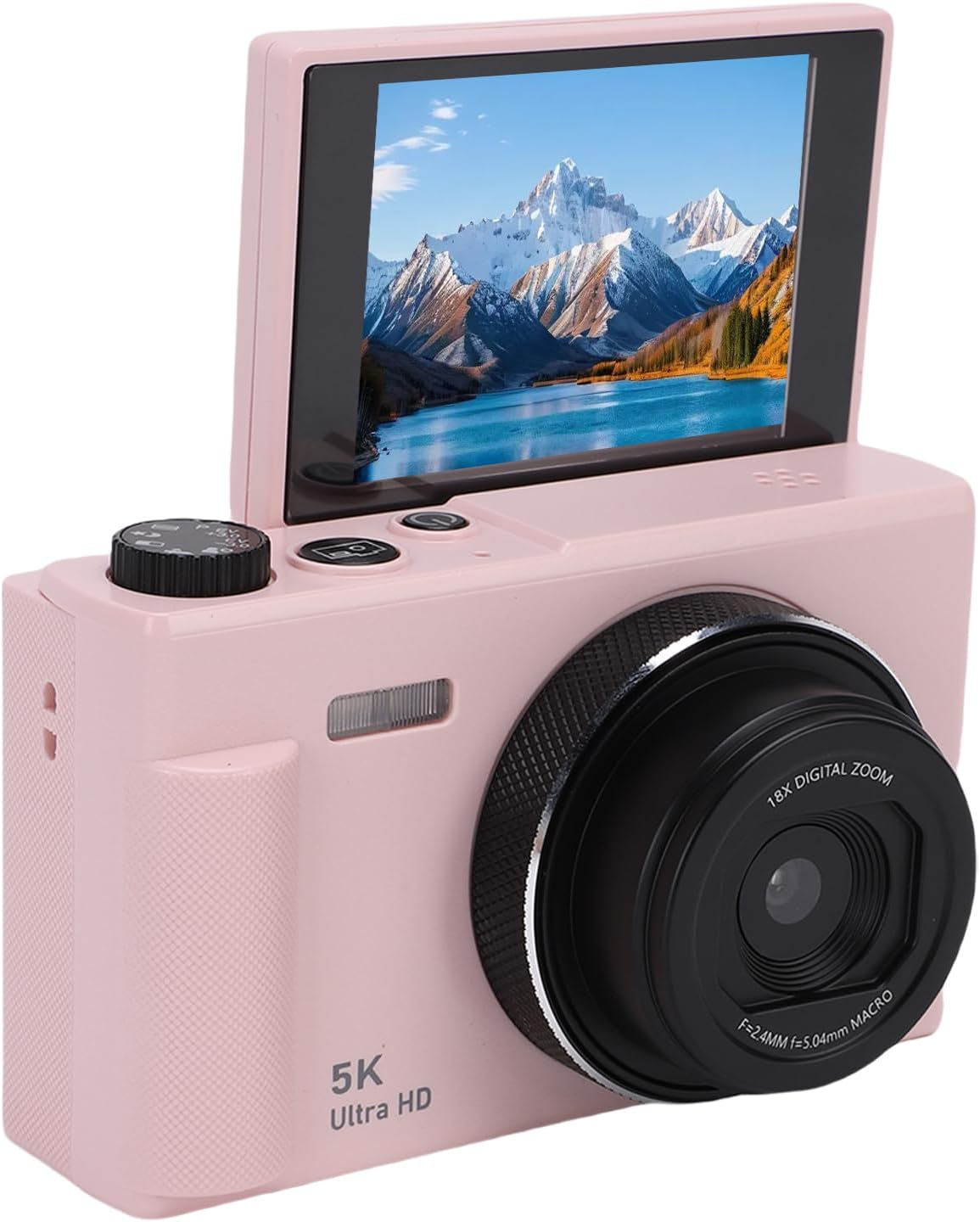 XUMIUZIY Digital Camera, 75MP 5K Vlogging Camera with 2.8 Inch Flip Screen for Travel Photography Selfie, 18X Zoom Autofocus (Pink)