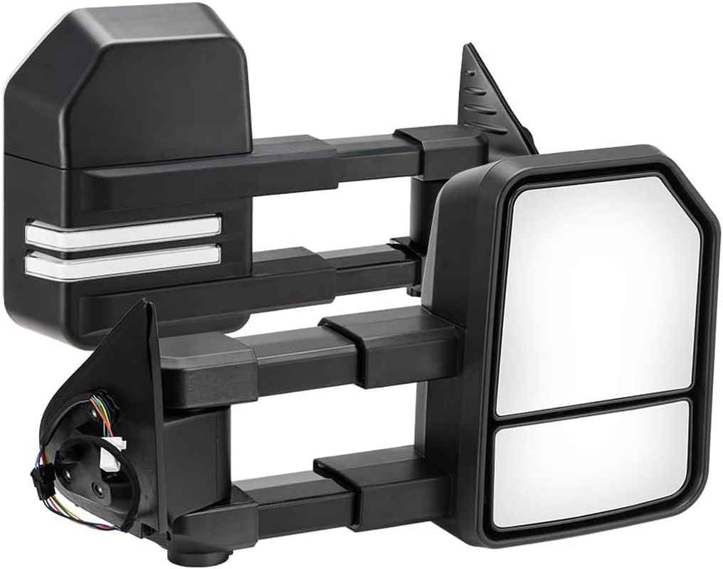 SAN HIMA Pair Towing Mirror Fits Hilux 2015-ON - Extendable Manually Foldable Side Mirror 18CM Split View, Sleek Turn Signal, Black image number 1