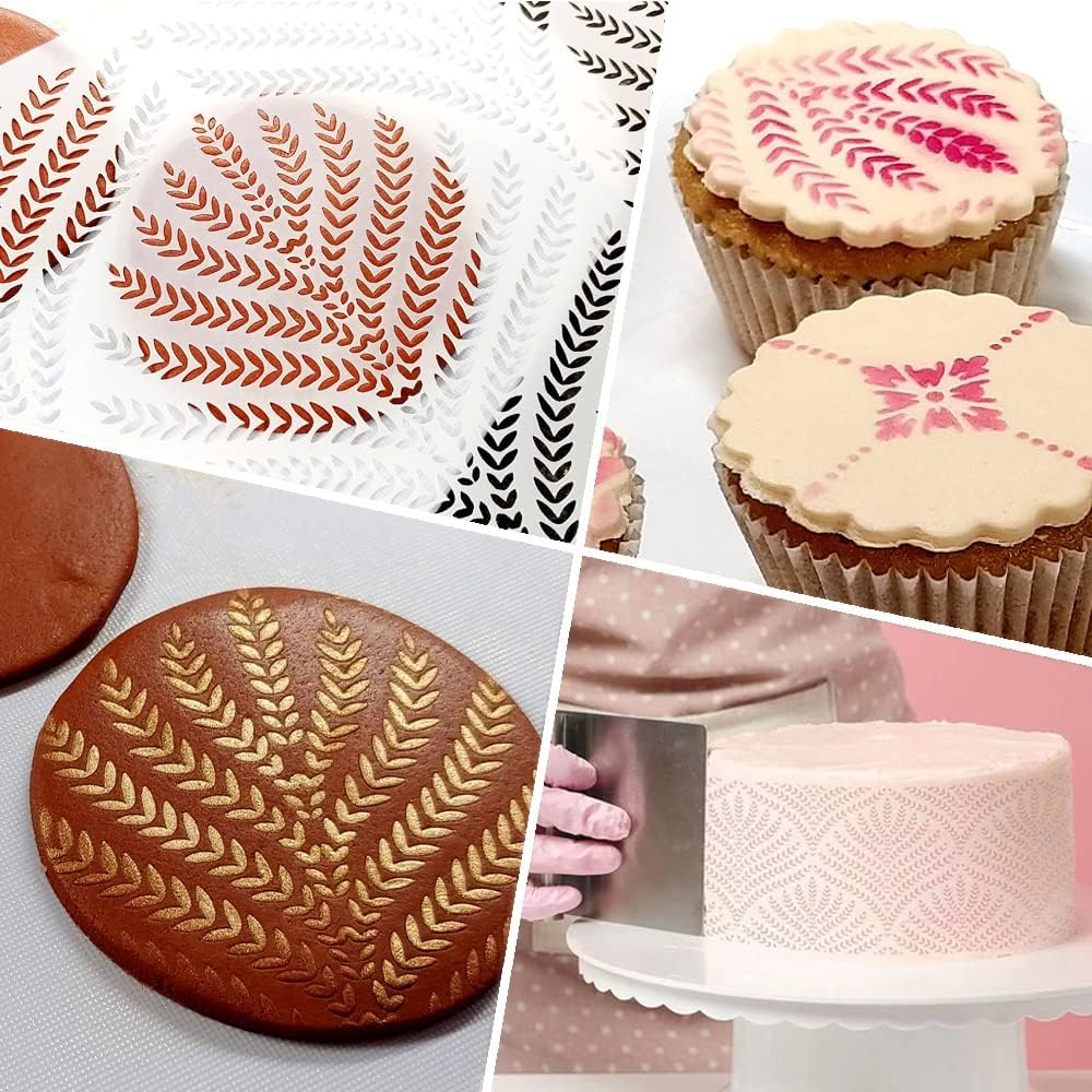 4 Pcs Floral Wedding Cake Stencils - Reusable Buttercream Templates for DIY Baking Decor image number 6