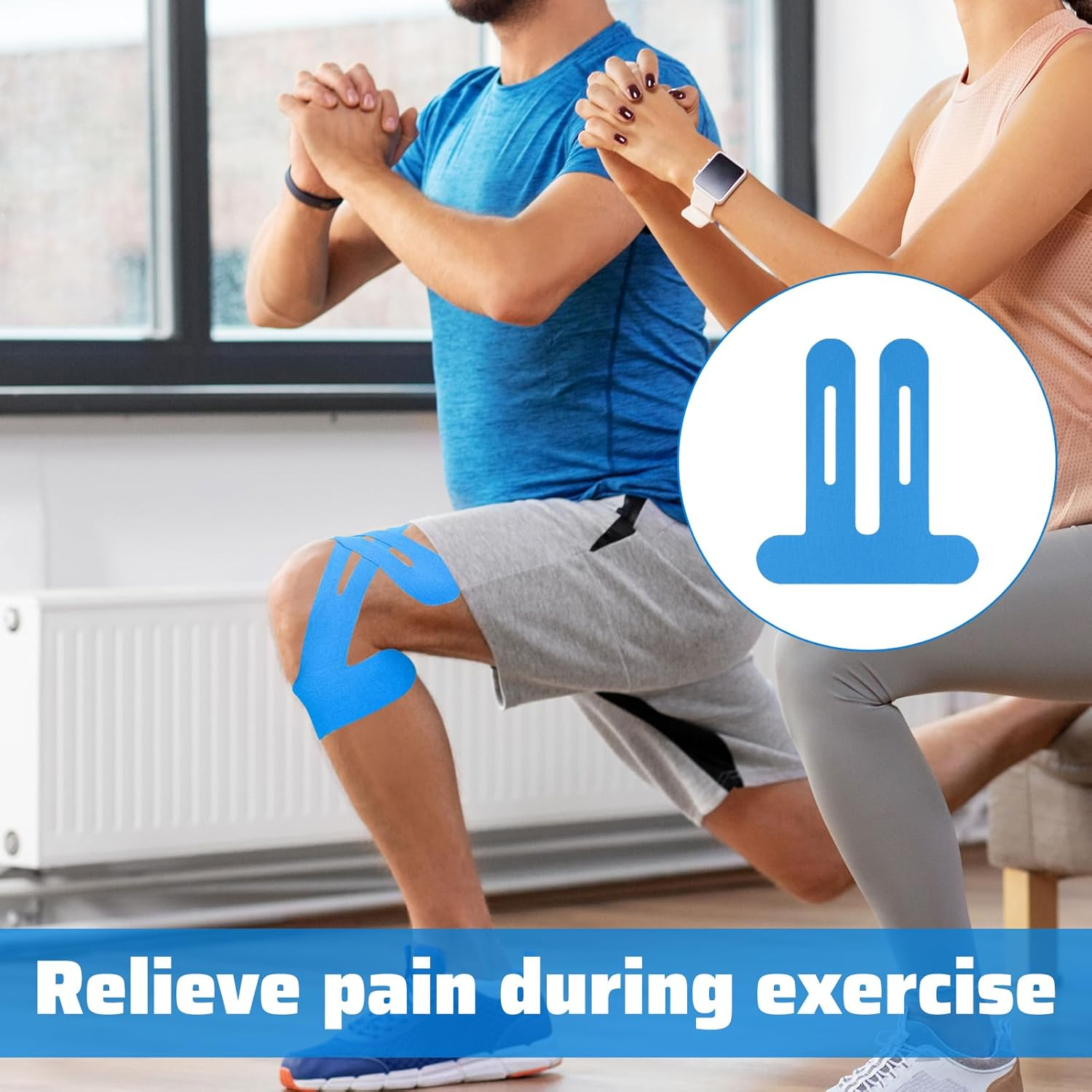 Kinesiology Tape, 12Pcs Sports Tape, Physio Tape, Pre-Cut Kinesiotapes Knee, Waterproof Physio Sport Strip Set for Joints Muscle Pain Relief, Skin-Friendly Kinesiotapes Strips for Running image number 4