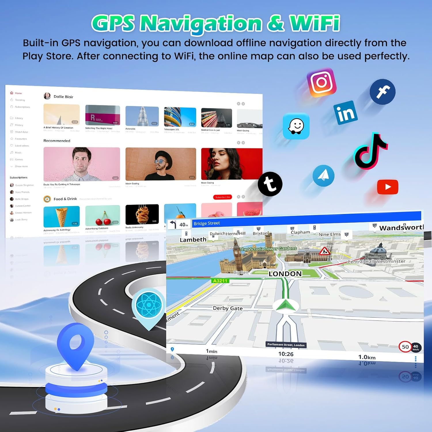 Roinvou 4+64G Android Carplay Stereo for Subaru Forester Impreza WRX STI 2008-2012, 9" Touch Screen Carplay Android Auto with 32EQ Bluetooth Wifi GPS Navigation Mirror Link 1280 * 720 Resolution image number 5