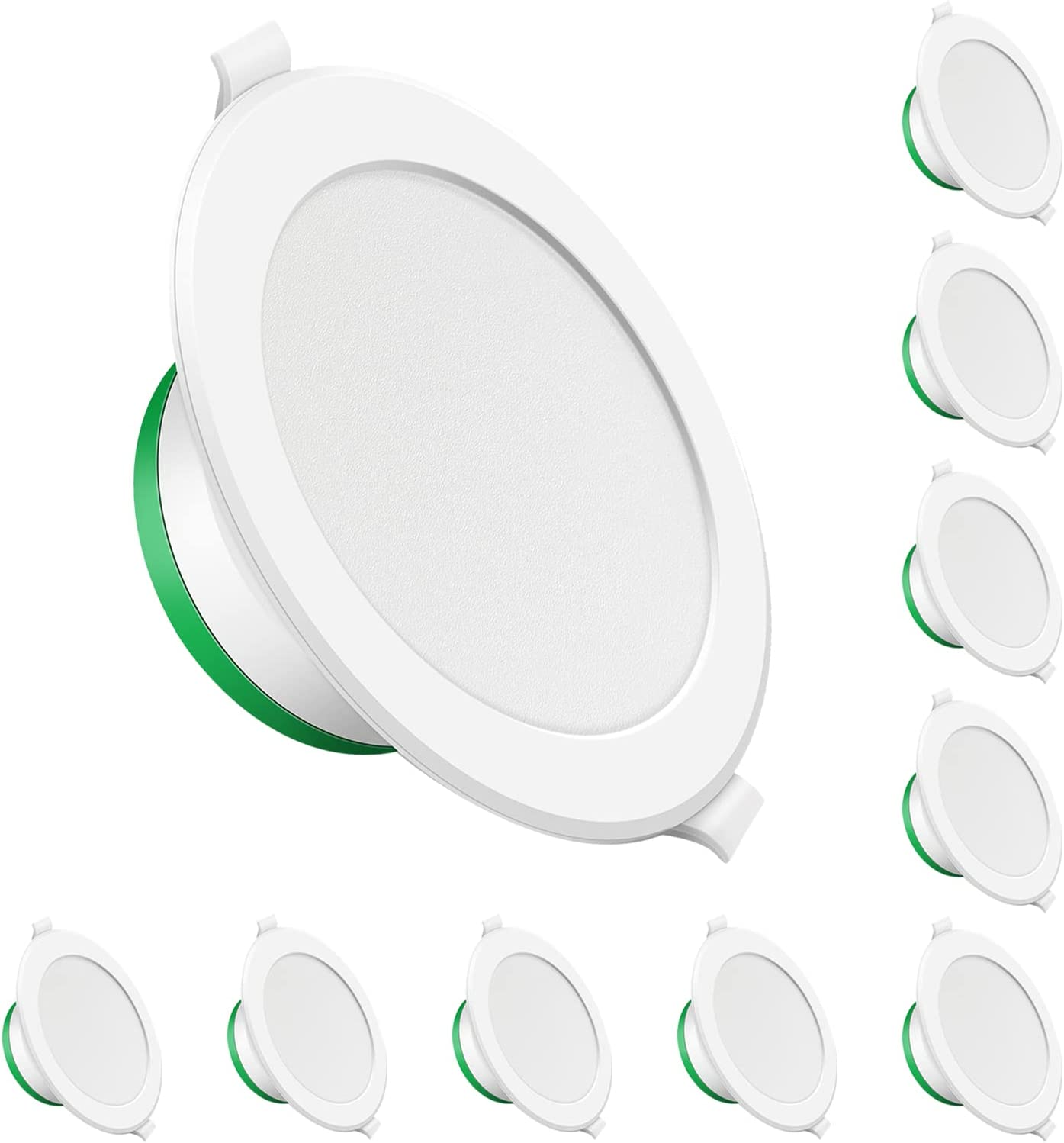 ALUSSO 10Pcs 12W LED Ceiling Light LED Recessed Downlight Kit 92Mm Cutout IP44 Dimmable Recessed Light Flush Mount Lighting 1000Lm 3000K Warm White (Spray White) image number 3