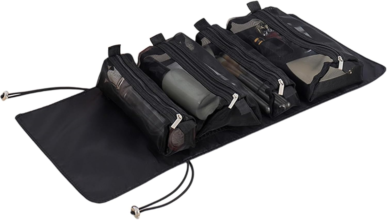 Roll up Cosmetic Bag - 53X22X5Cm Black Compact Travel Organizer Case, Cosmetic Storage, Foldable Toiletry Pouch, Portable Vanity Kit | Make up for Women Travel Holiday Use Quo, Black, Se R&eacute;f&eacute;rer Au