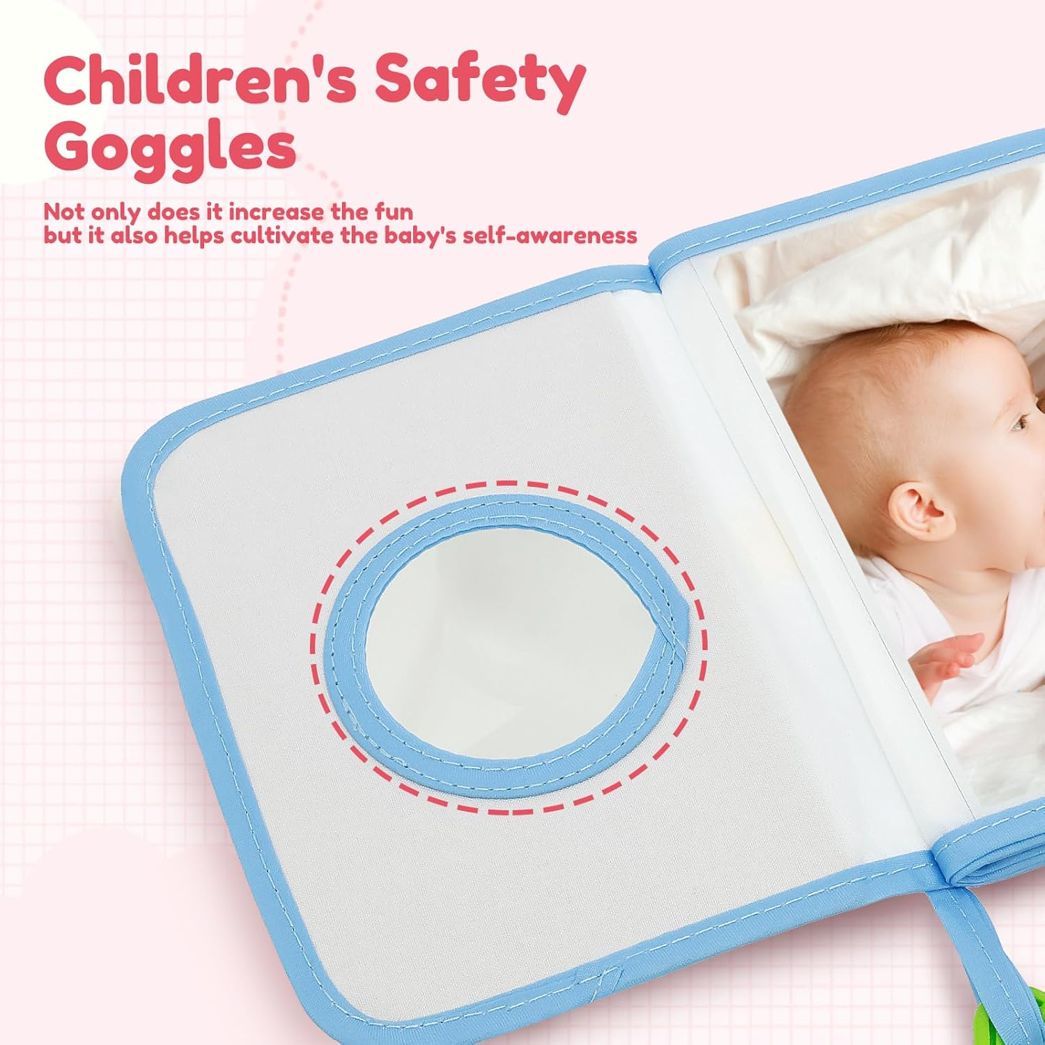 Baby Growth Memory Photo Book Soft Cloth Made with Hook and Safety Mirror Easy to Grasp for Babies and Children image number 3