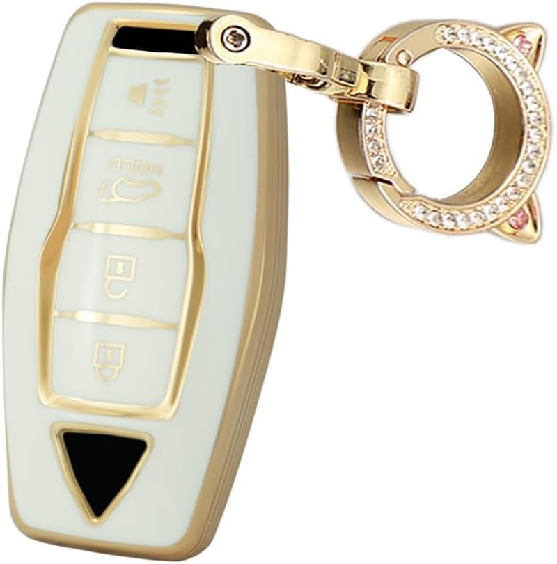 Ontto TPU Car Key Fob Cover Keyring Fit for Mitsubishi Outlander 2021 2022 2023 2024 Smart Key Case Remote Key Holder Key Shell Bag Keychain Protection Auto Accessories 4 Buttons Beige - 3 Buttons-Black image number 6