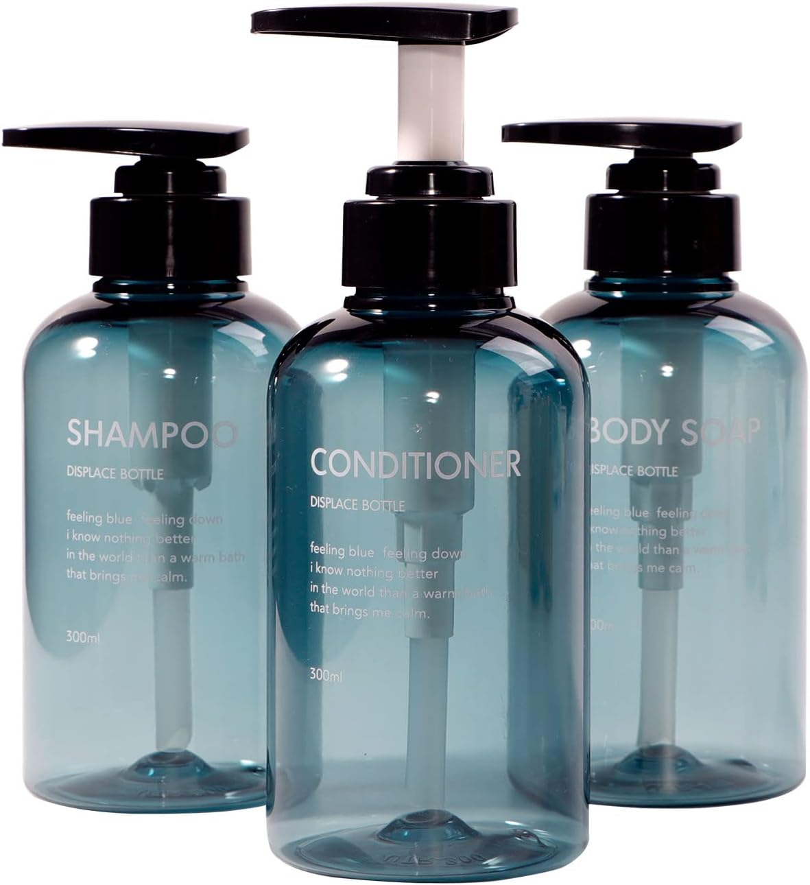 Yeeco 16.9Oz/500Ml Hand Soap Dispenser, Plastic Pump Bottles Dispenser with Waterproof Labels, Shampoo and Conditioner Dispenser for Liquid Soap, Kitchen, Bathroom, Commercial (3 Pack Black)