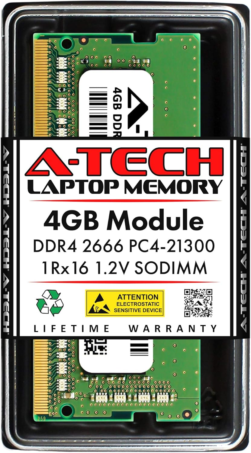 A-Tech 4GB RAM Replacement for Synology D4NESO-2666-4G | DDR4 2666 Mhz PC4-21300 SODIMM Non-Ecc Unbuffered Memory Compatible for NAS & NVR Servers image number 1