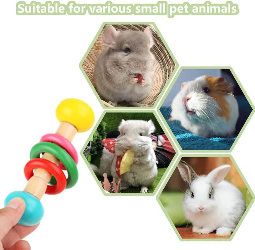 Aoozleny 3Pcs Wooden Hamster Toys - Wooden Rabbit Toys, Hamster Cage Accessories for Small Animals Playing Teeth Grinding Indoor image number 5