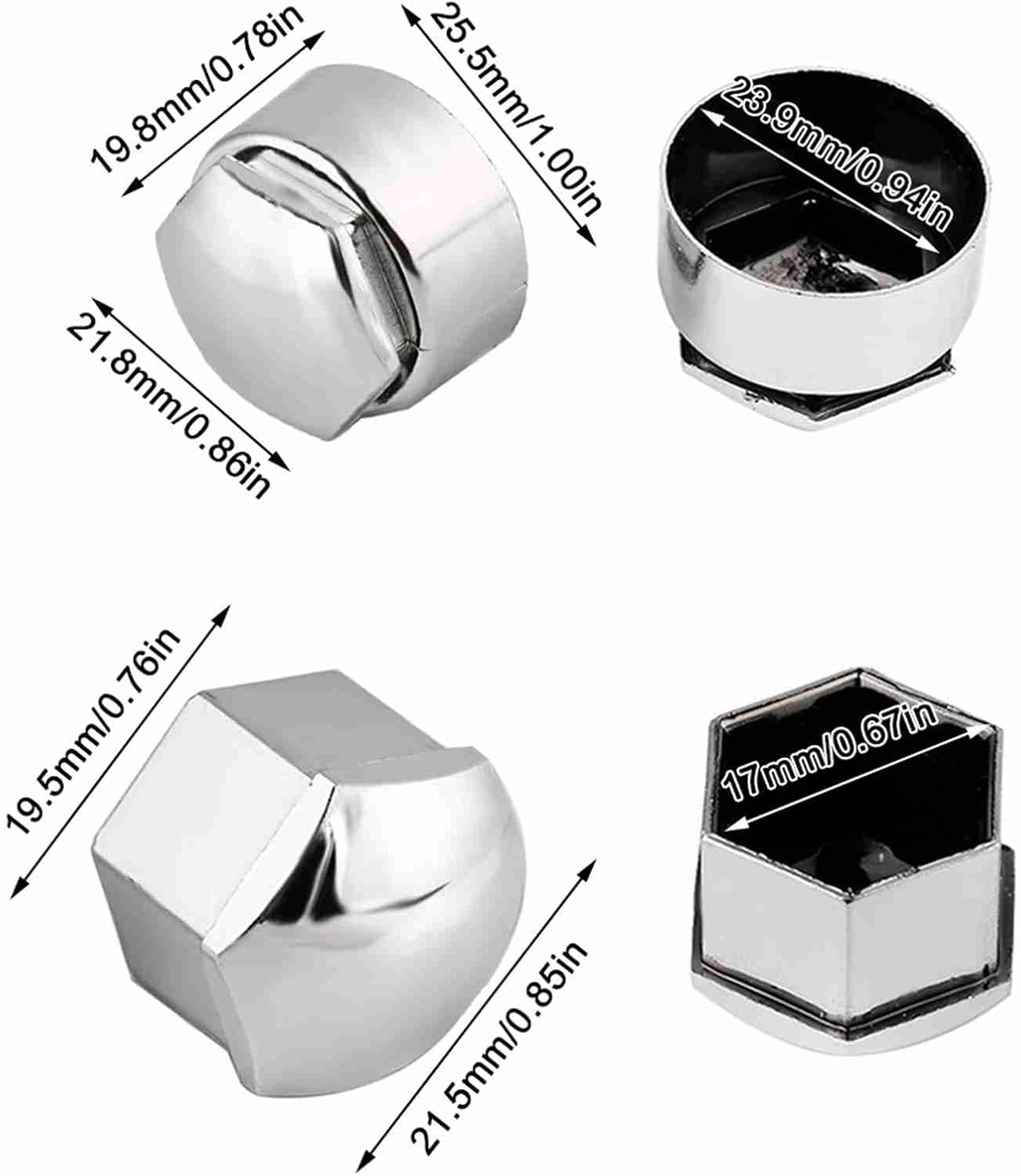 CYSFETENA Pack of 20 Wheel Nut Caps 17 Mm, Anti-Theft Wheel Bolt Caps for Wheel Bolts, ABS Wheel Nut Cover for Car Most Car Tyres (Silver) image number 1