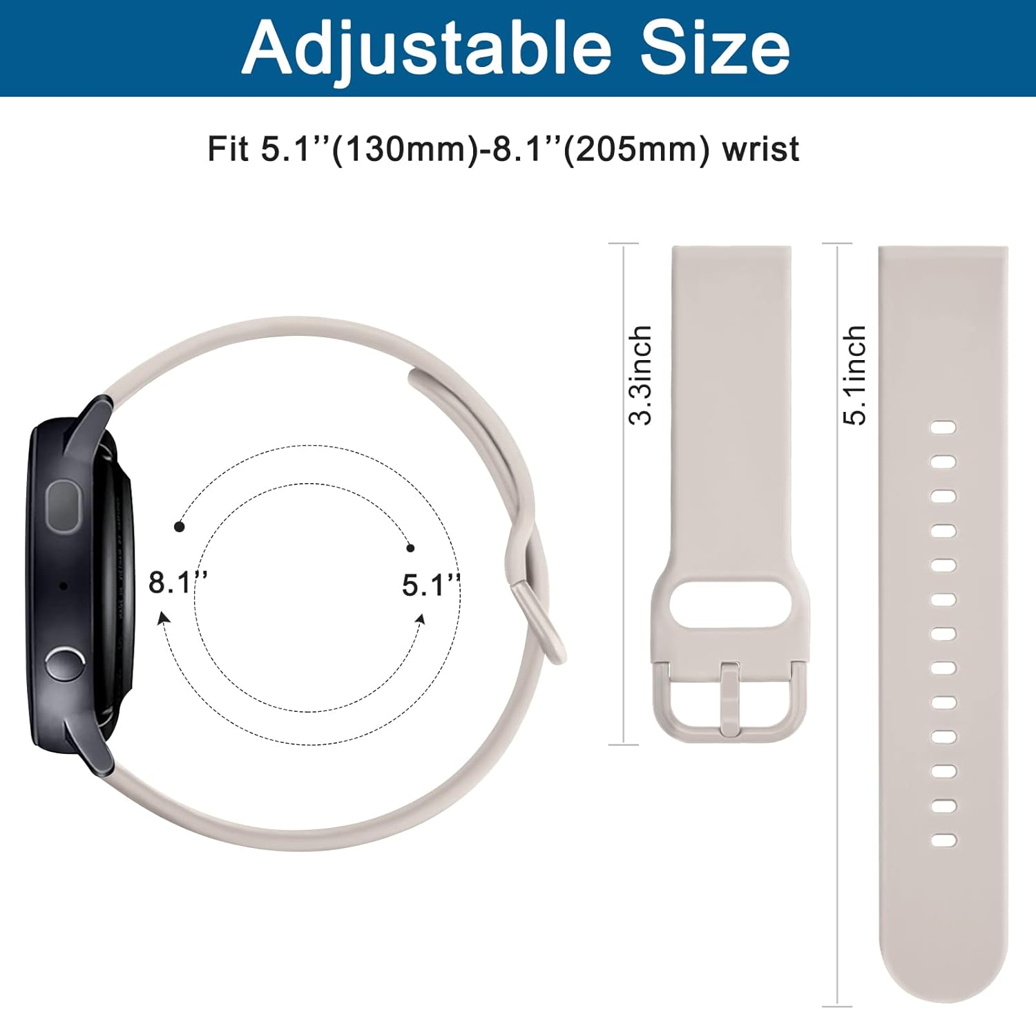 [4 Pack] Sport Bands for Samsung Galaxy Watch 5/6/4/3 40Mm 44Mm, 20Mm Adjustable Soft Strap Replacement for Women Men