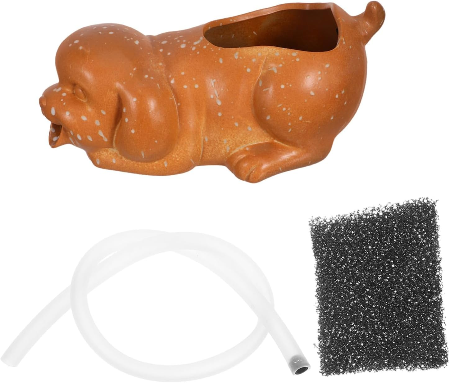 SUPVOX Ceramic Dog Fountain Spitter Indoor Waterfall Decor with Efficient Filtration Ceramic Material Unique Puppy Statue for Fish Tank and Garden Accessories