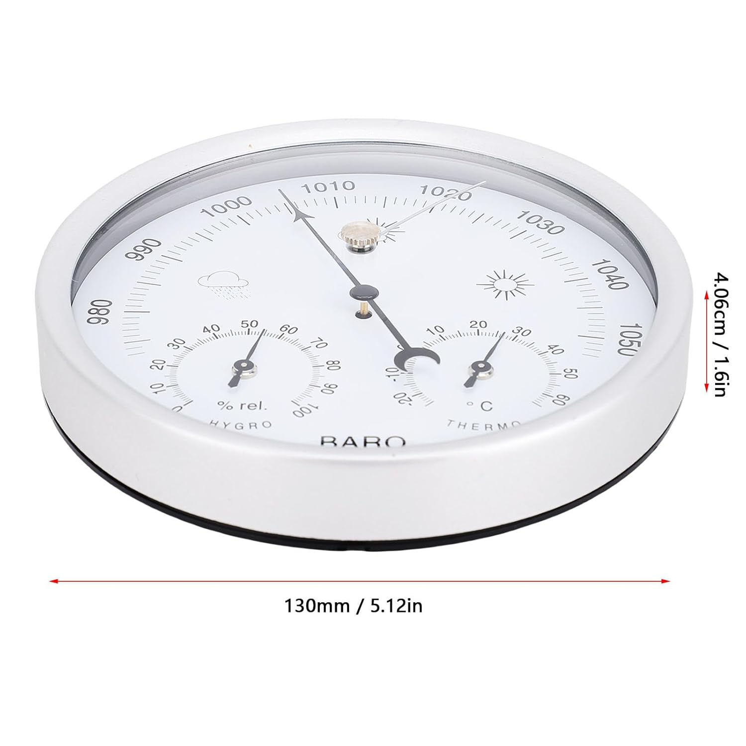 Fafeicy 5.12In Indoor Outdoor Thermometer Barometer Hygrometer Weather Station 3 in 1 for Home Wall Office Garden Porch image number 3