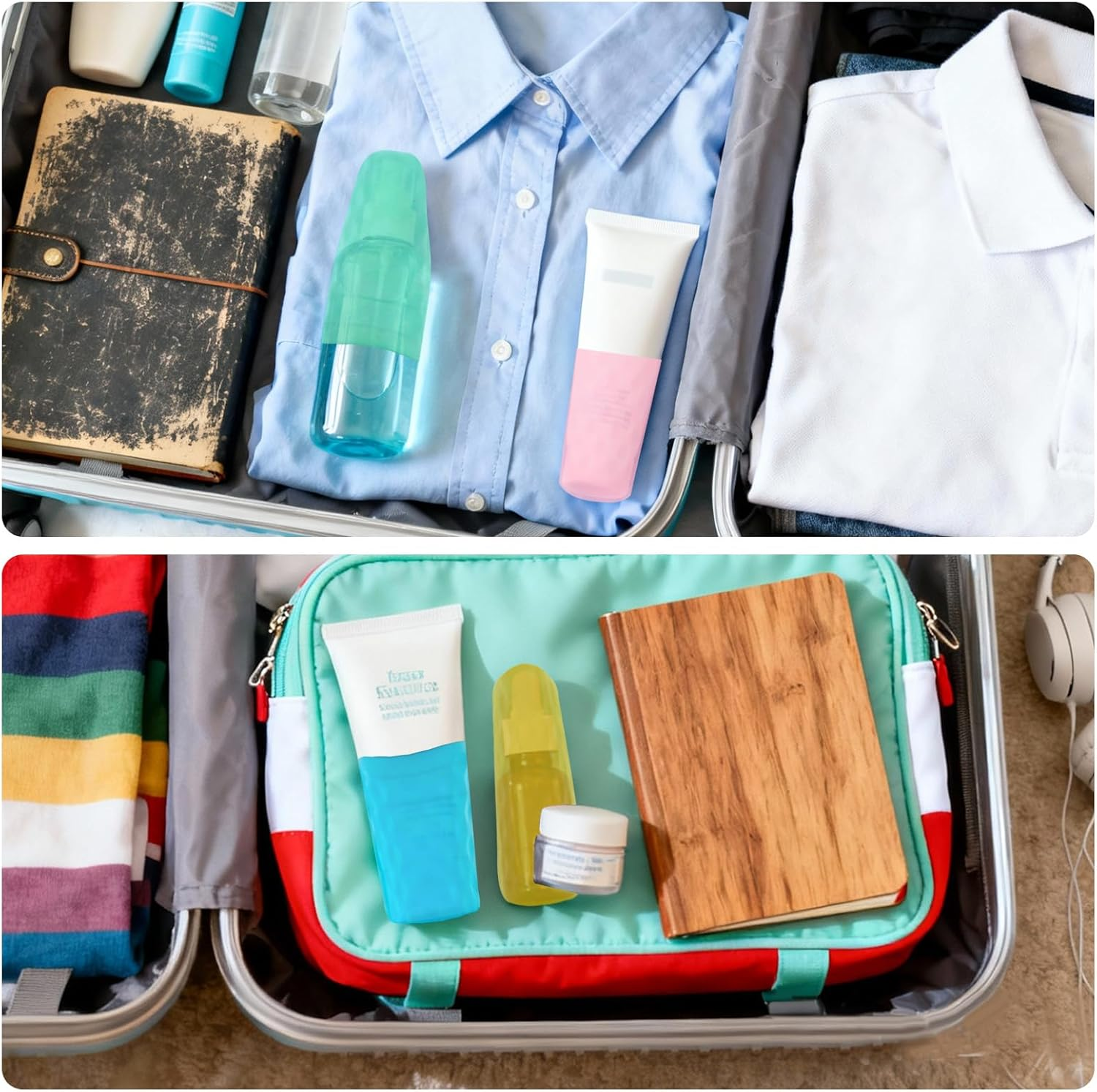 Jeyzuroa 8 Pack Cruise Essentials Travel Bottles, Silicone Travel Bottles for Toiletries, Leak Proof Travel Size Toiletries Containers, Travel Kit Accessories for Women Men image number 2