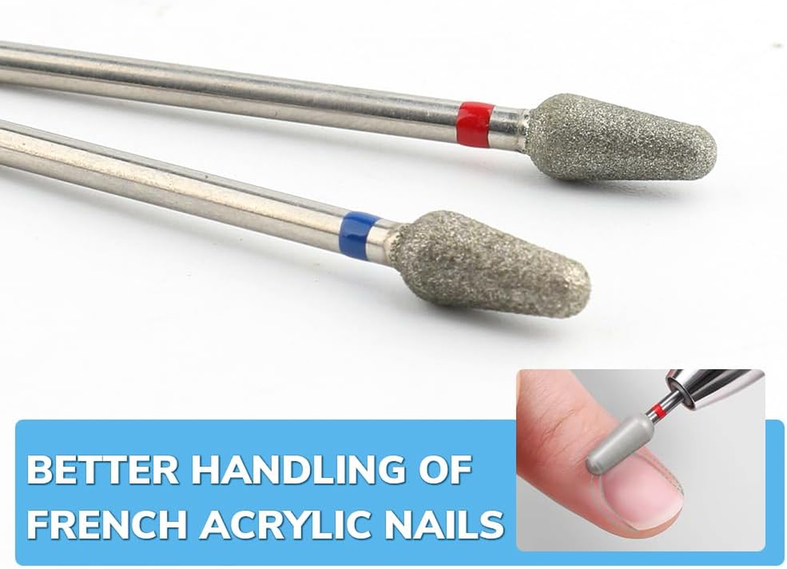 QUNZHAO 2Pcs Diamond Nail Drill Bits Carbide Conical Micro Cuticle Remover Bit for under Nail Dead Skin Cleaning Cuticle Remove Nail Art Design Manicure(03 Set) image number 1