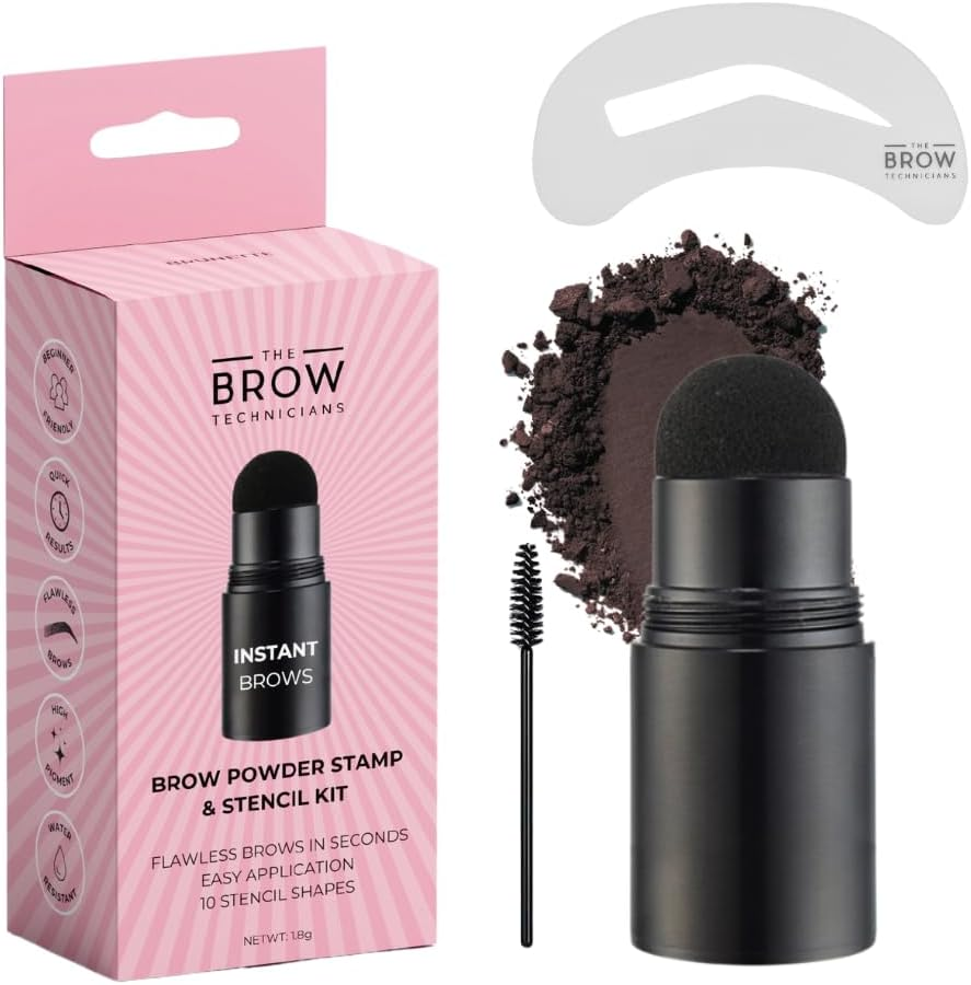The Brow Technicians Eyebrow Stamping Kit - 10 Stencils, Instant Eyebrows, Powder Stamp, Time-Saving, Beginner-Friendly, Long-Lasting, Water-Resistant