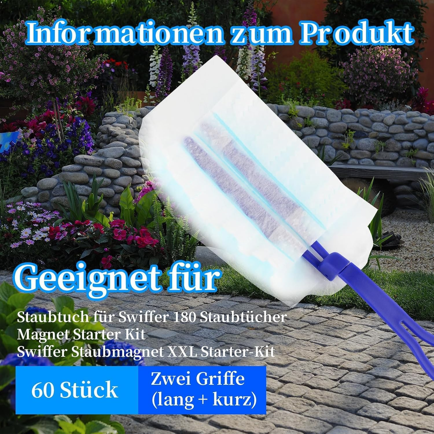 60 Pieces Dust Magnet Duster with 1 Handle, 1 Telescopic Rod, Microfiber Duster Set Cleaning Tool for Office, Electric Filter, Cleaning Tool for Cleaning