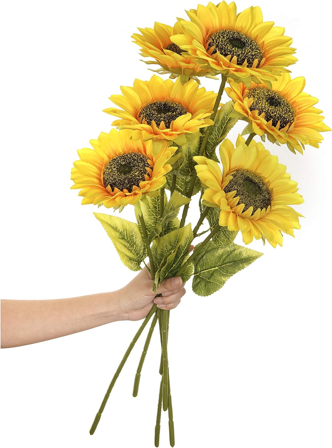 Paras Artificial Silk Sunflowers 6 Pcs Long Stem Fake Sunflowers Bouquet Large Sunflowers Decor for Home Hotel Office Wedding Party Garden