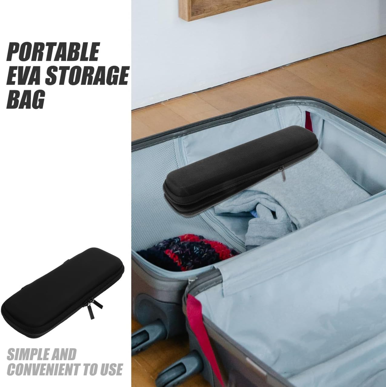 Beaupretty Heat Resistant Bag Curling Iron Bag Hair Straightener Brush Travel Curling Iron Storage Bag for Straightener Holder Hair Tool Bag, Black, 25.50X7.00X4.00CM, Sports image number 4