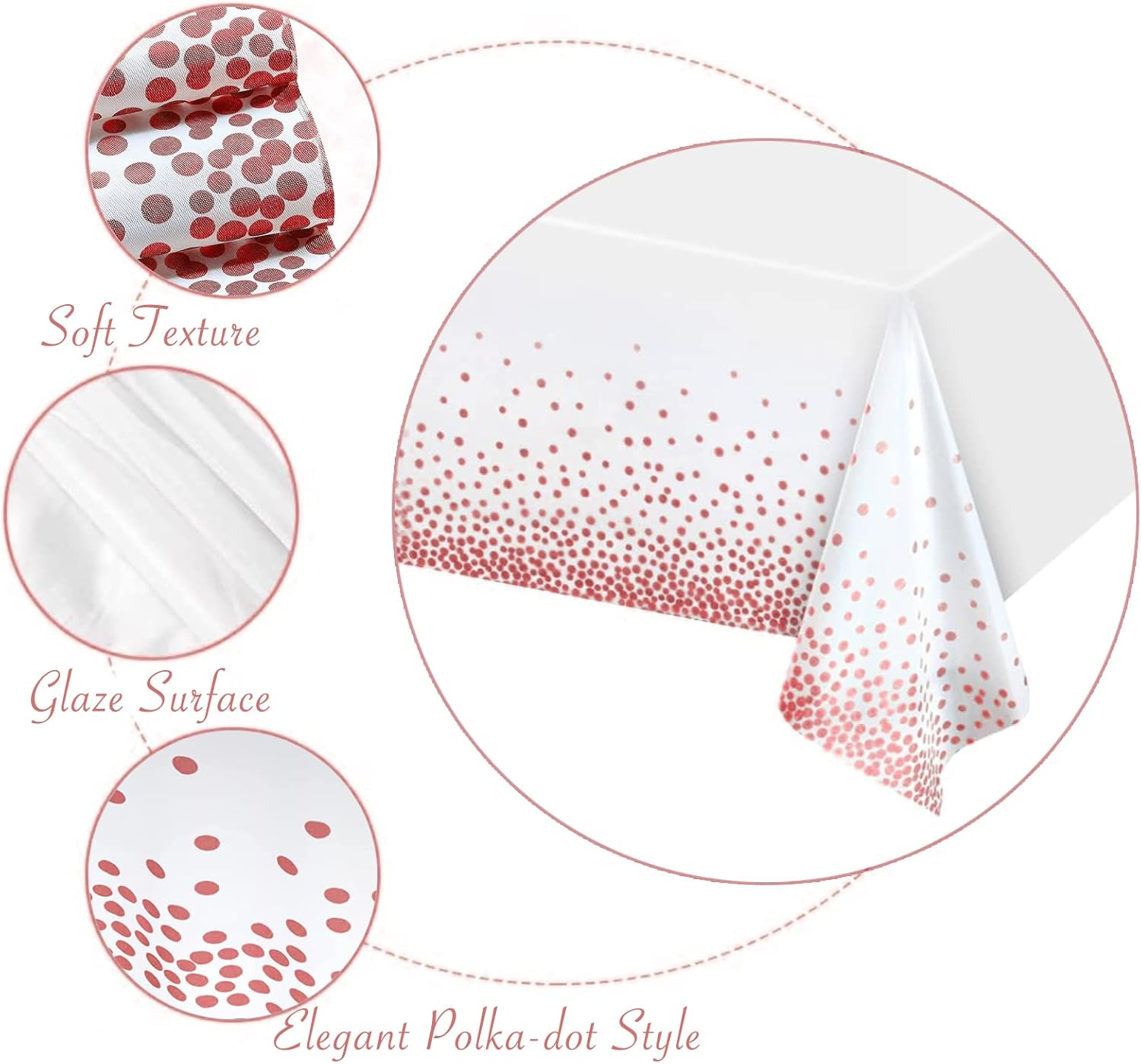 Disposable Plastic Tablecloths, 4 Pack White and Pink Sequins Tablecloth 54" X 108" Party Table Cover Table Runner for Rectangle Tables up to 8 Ft and Birthday Wedding Christmas New Year BBQ Banquet - A-Gold image number 2