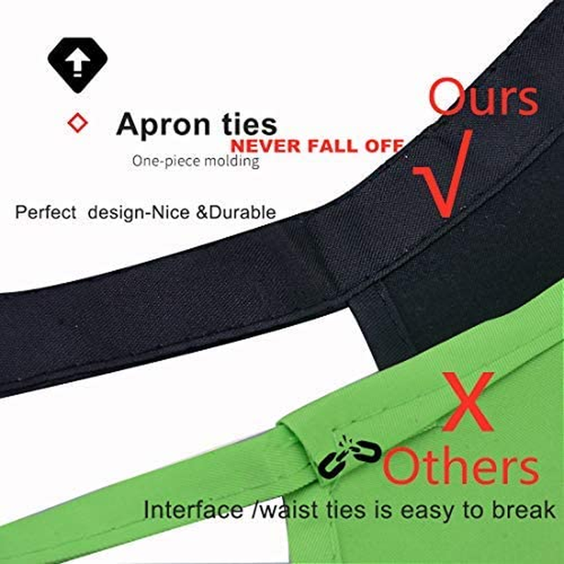 Total 15 PCS Blue Plain Color Bib Aprons Bulk for Women Men Adult with 2 Front Pockets (Baby Blue,15Pcs) image number 2