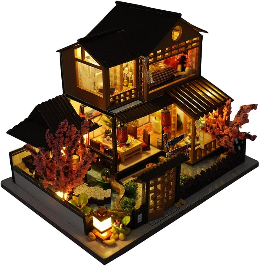 DIY Miniature House Kit, Mini House Kit for Beginners, Mayberry Street Miniatures, Model Building Craft Diorama Kit, Ideal Gifts for Birthday, Christmas(Japanese Garden House) image number 1