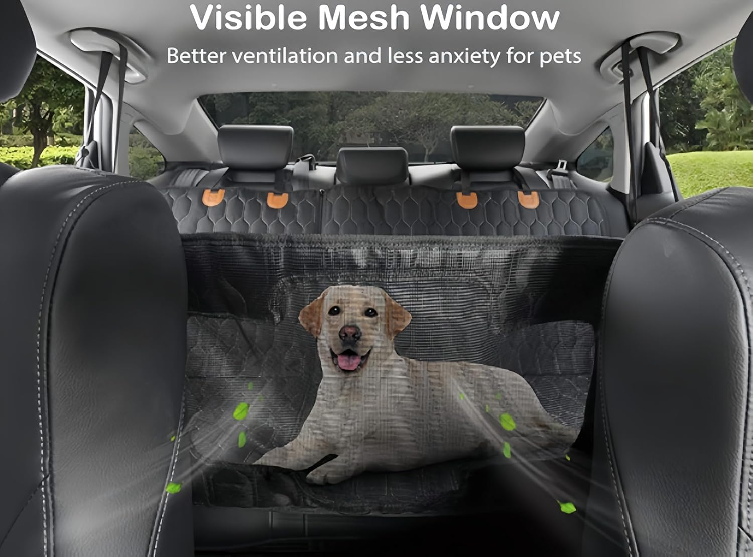 Dog Car Seat Cover,Waterproof Pet Seat Cover with Mesh Visual Window & Seat Belt Opening & Storage Pockets,Wear-Proof Dog Back Seat Hammock for Cars, Trucks and SUV
