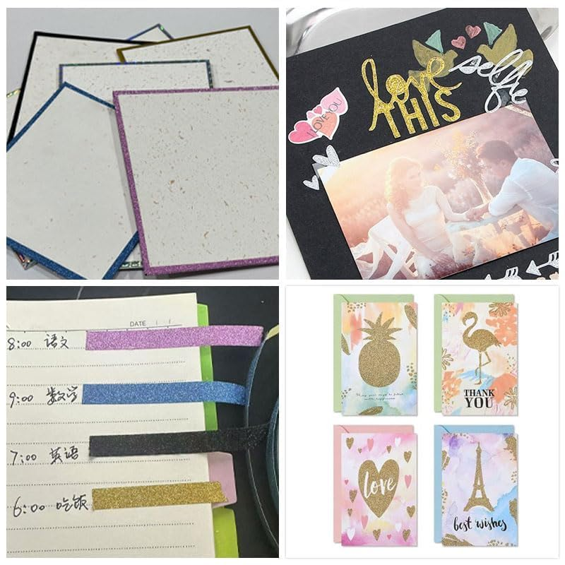 1 Roll 20Mmx50M Glitter Washi Tape Decorative Tape for Craft Wrapping Scrapbook, DIY Craft Decorative, Chirstmas Party Supplies Self Adhesive Washi Tape image number 4