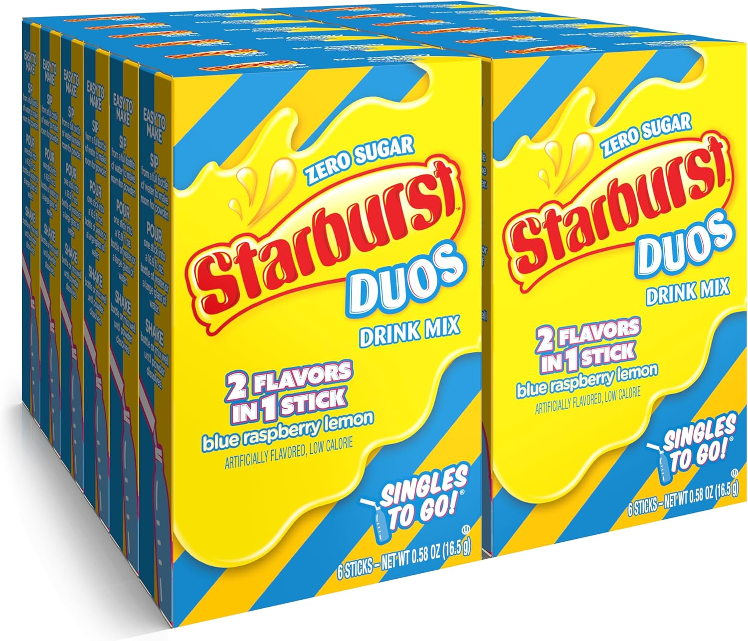 Starburst Singles to Go Variety Pack, Watertok Powdered Drink Mix, Includes 4 Flavors, Strawberry, Cherry, Orange and Lemon 1 Box (30 Servings) image number 4