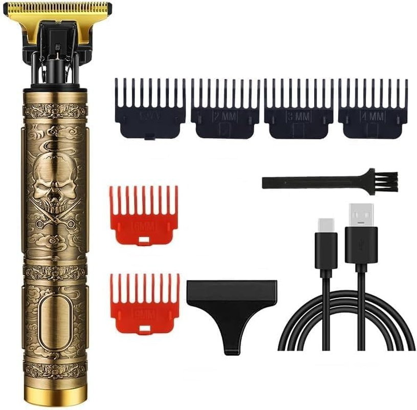 Professional Hair Trimmer for Men, Beard Trimmer Hair Clippers for Men, Cordless Rechargeable Hair Trimmer Metal Body Cutting Grooming Kit,Beard Shaver Barbershop (Bronze)