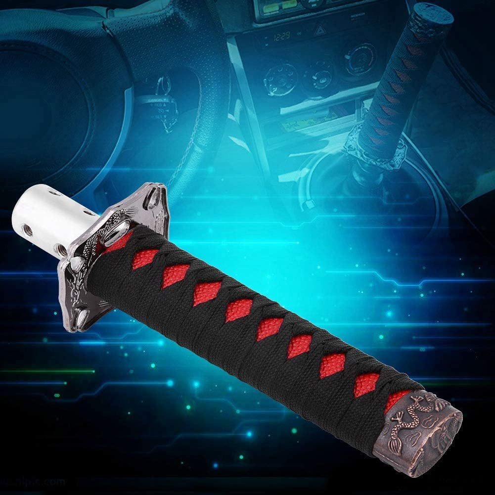 Katana Shift Knob Samurai Sword Gear Shifter with 4 Adapters, Universal Fit for Most of Manual Transmission and Automatic Transmission without Lock/Button, Black+Red image number 4