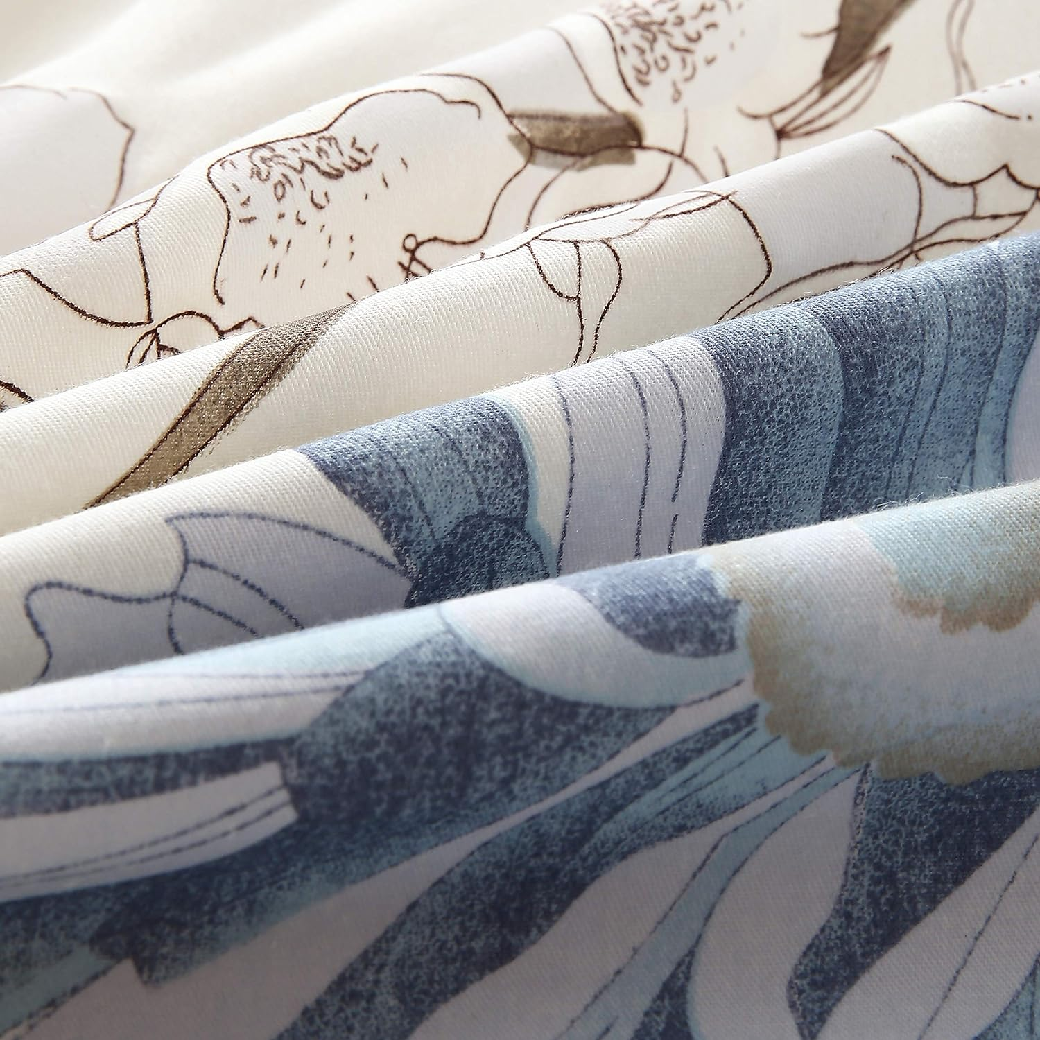 Swanson Beddings Daisy Silhouette Reversible Floral Print 3-Piece 100% Cotton Bedding Set: Duvet Cover and Two Pillow Shams (California King) (Comforter NOT Included) image number 3