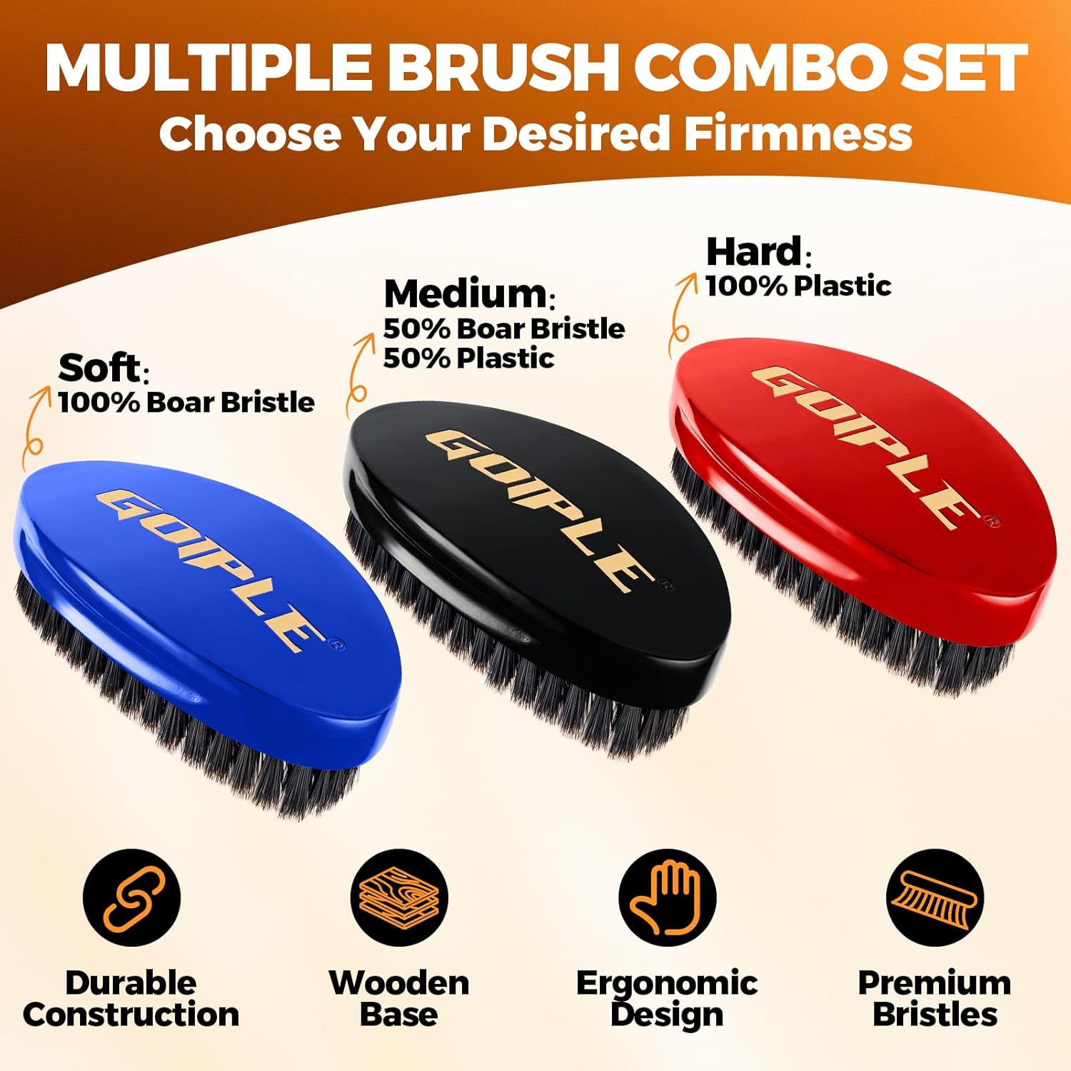 360 Wave Kit for Men Grooming Kit for 360 Waves - 3 Wave Brushes, Soft, Medium & Hard - Satin Durag, Hand Mirror, Hair Comb, Hair Brush Cleaner, Wave Pomade & Shampoo & Rosemary Oil - Best Gift Set image number 5